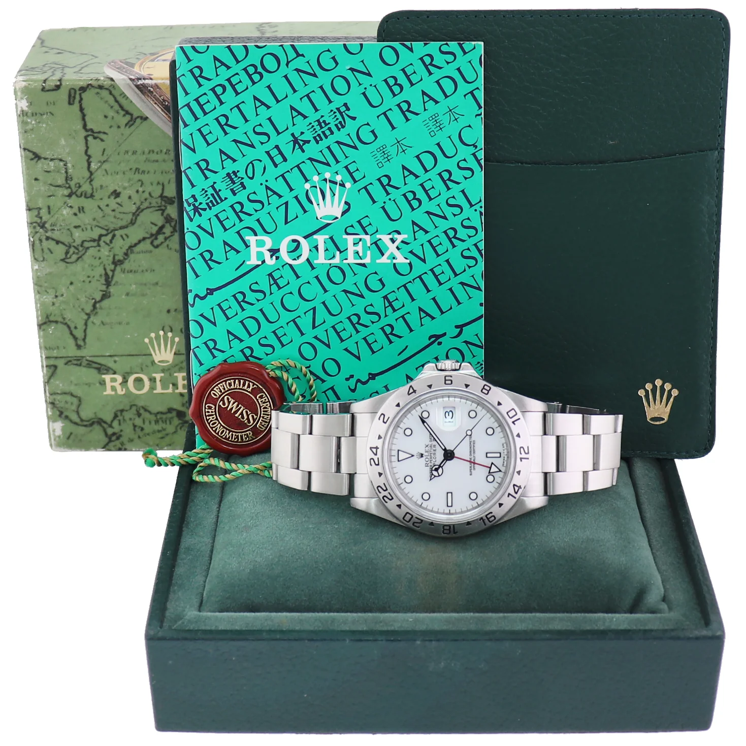 1991 TRITIUM Rolex Explorer II White 16570 40mm Polar Stainless Steel GMT Watch Box - Image 8