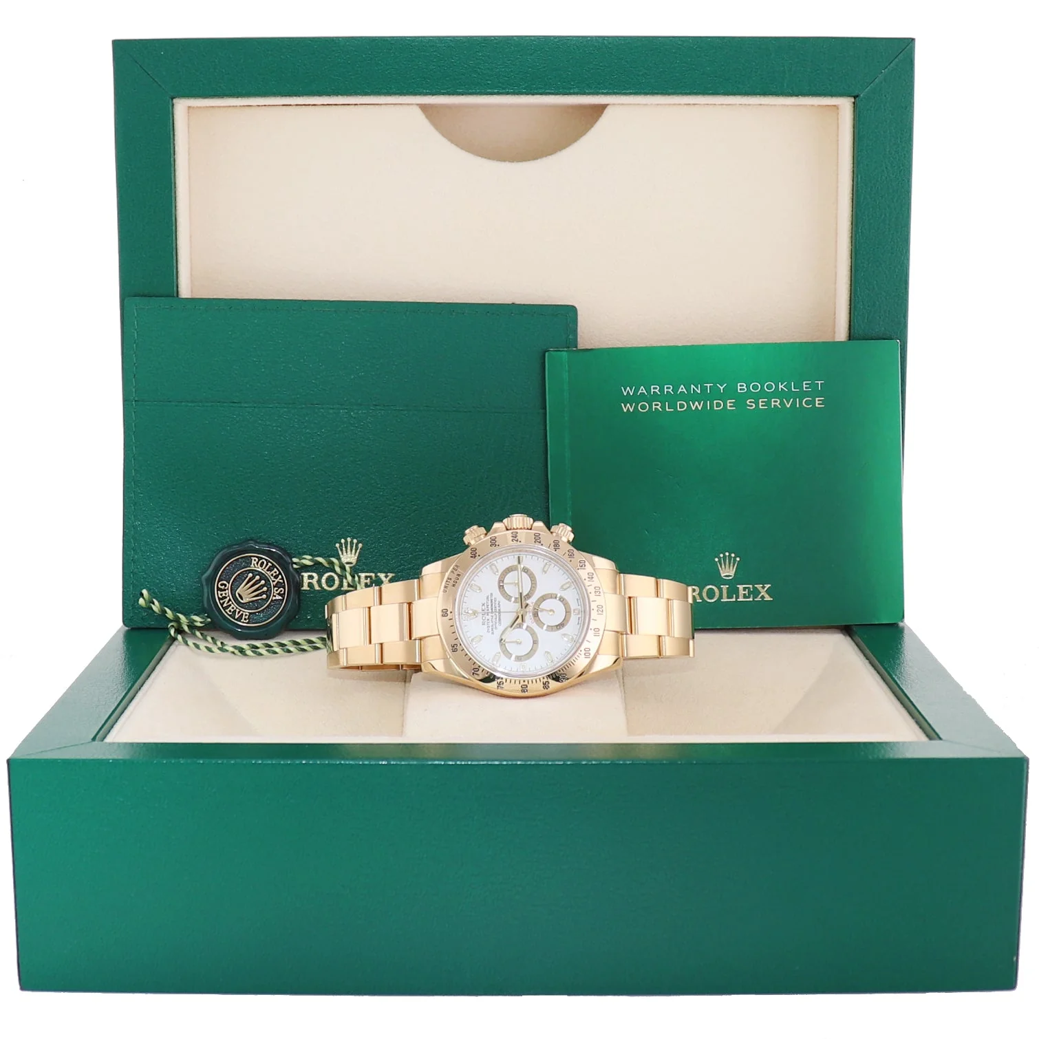 MINT Rolex Daytona 116528 White Cosmograph Chrono Yellow Gold 40mm Watch Box - Image 6
