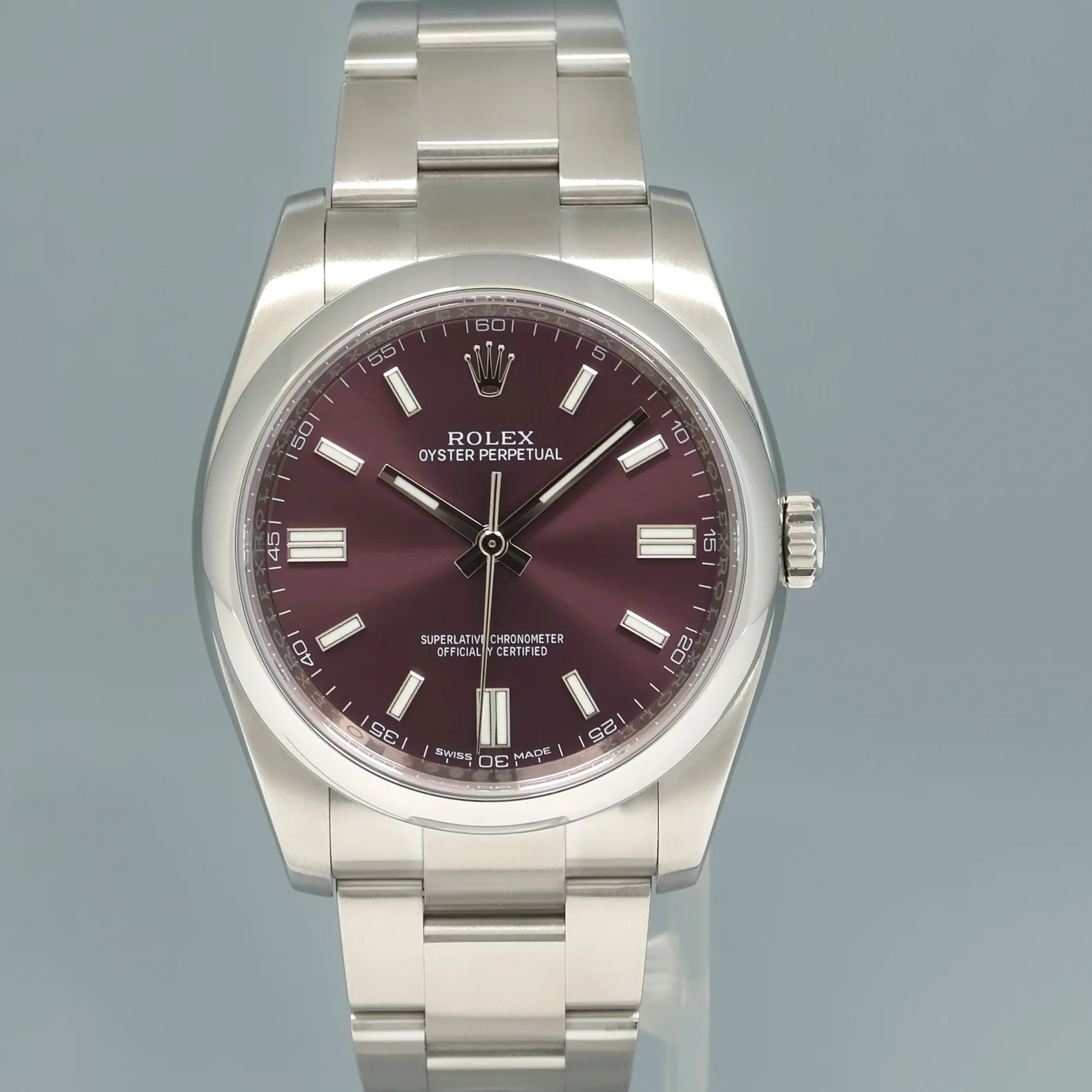 2015 MINT PAPERS Rolex 36mm Oyster Perpetual 116000 Red Purple Grape Stick Steel Watch Box - Image 2