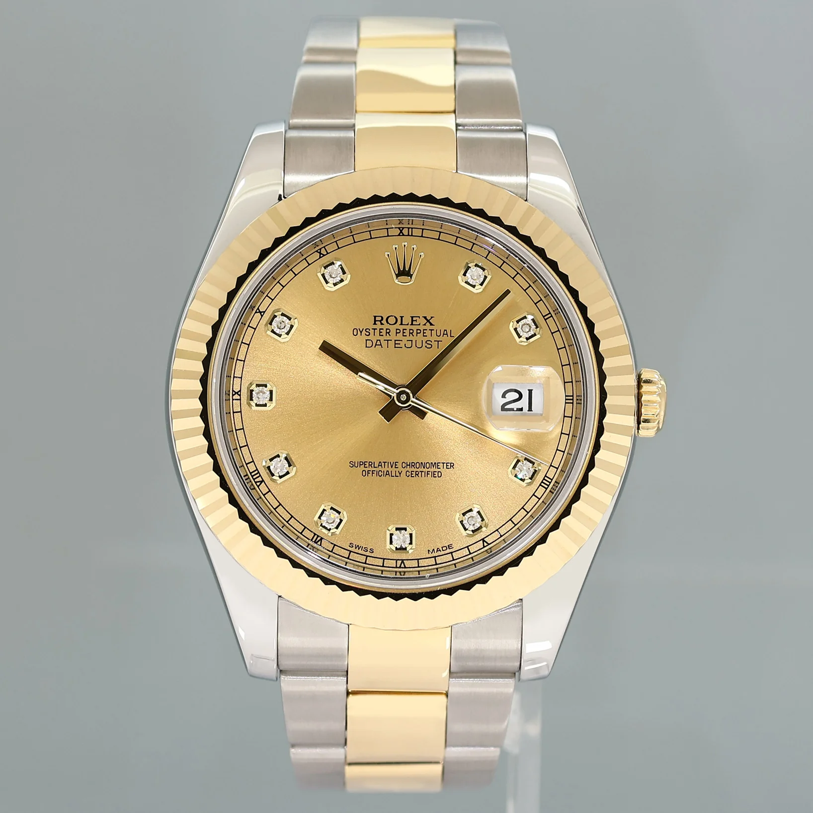 2015 MINT Rolex Datejust II 2 Champagne Diamond 116333 Two-Tone Yellow Gold Watch - Image 2