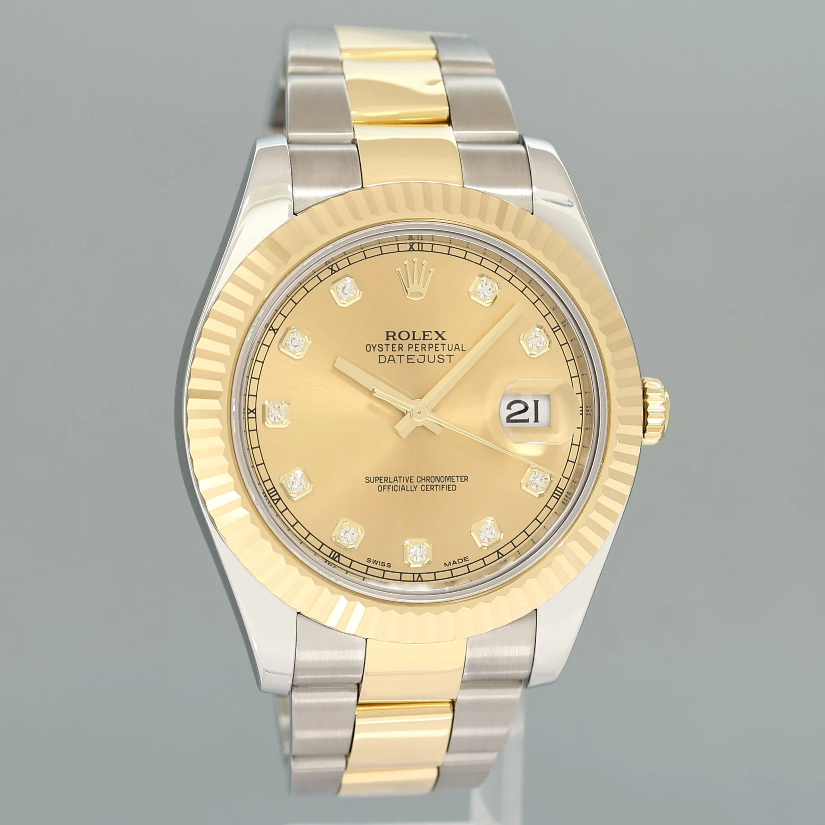 2015 MINT Rolex Datejust II 2 Champagne Diamond 116333 Two-Tone Yellow Gold Watch - Image 3