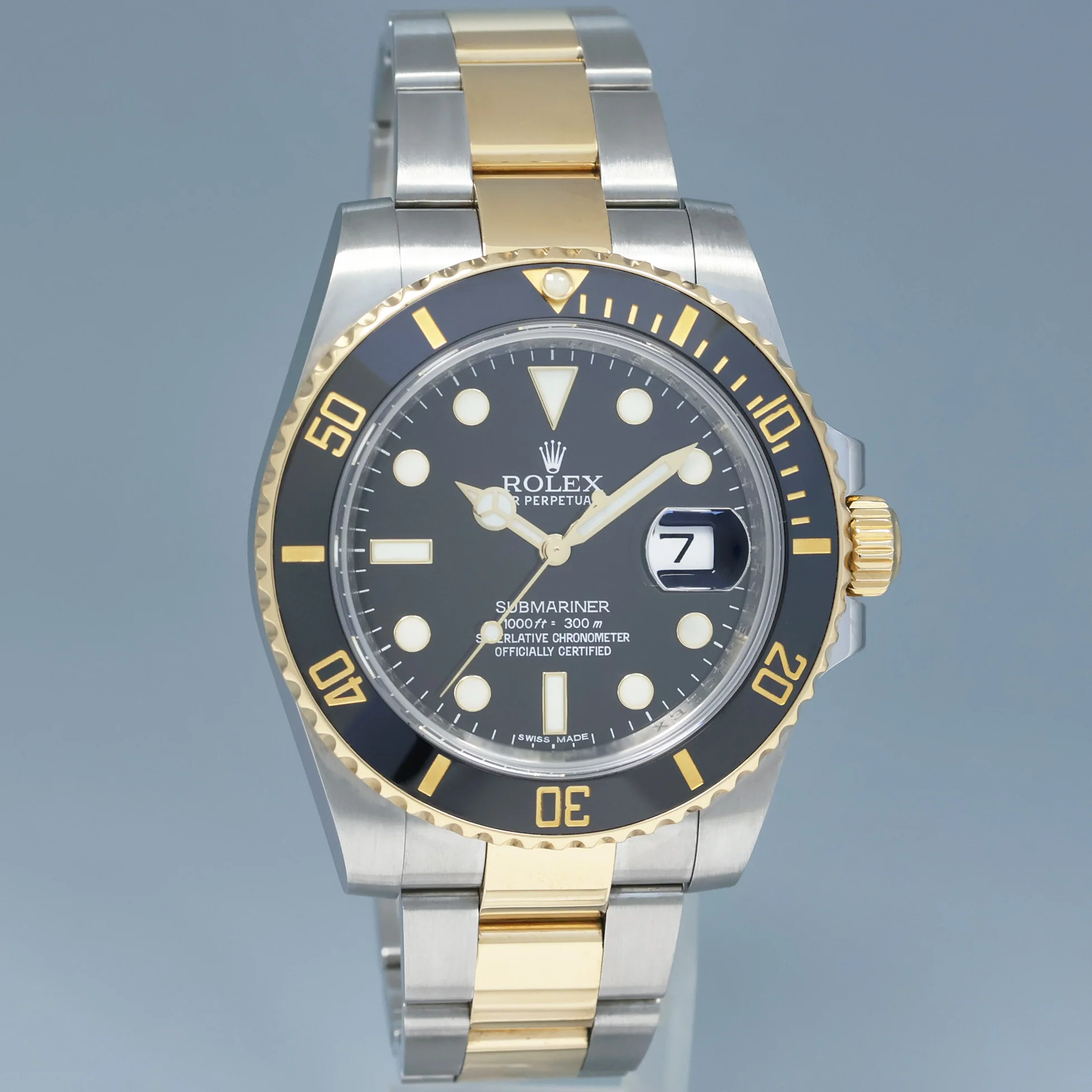 2017 PAPERS Rolex Submariner 116613 Two Tone Steel Yellow Gold Black Ceramic Watch - Image 3