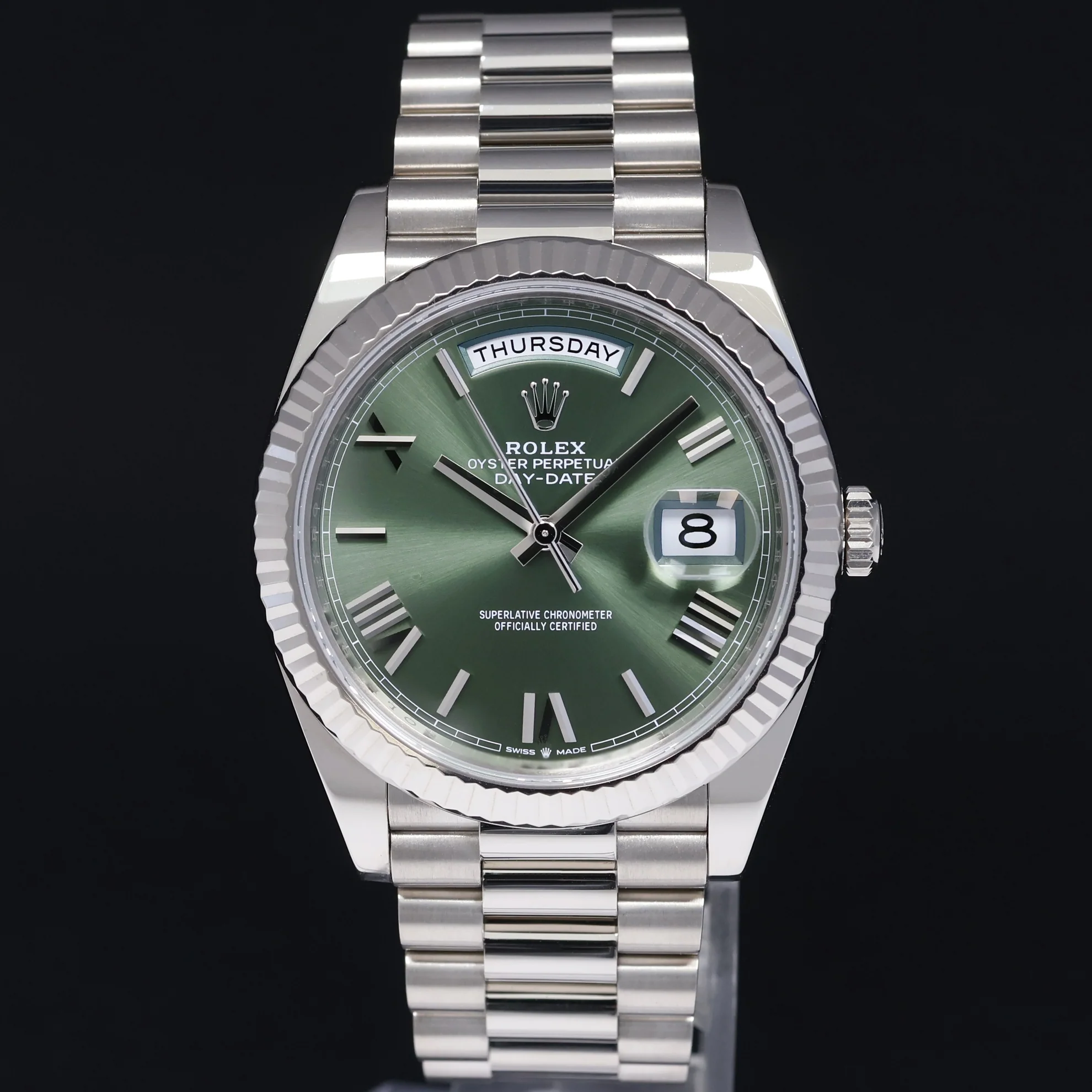 2020 MINT PAPERS Rolex Day Date 40 White Gold President GREEN OLIVE 228239 Watch - Image 2