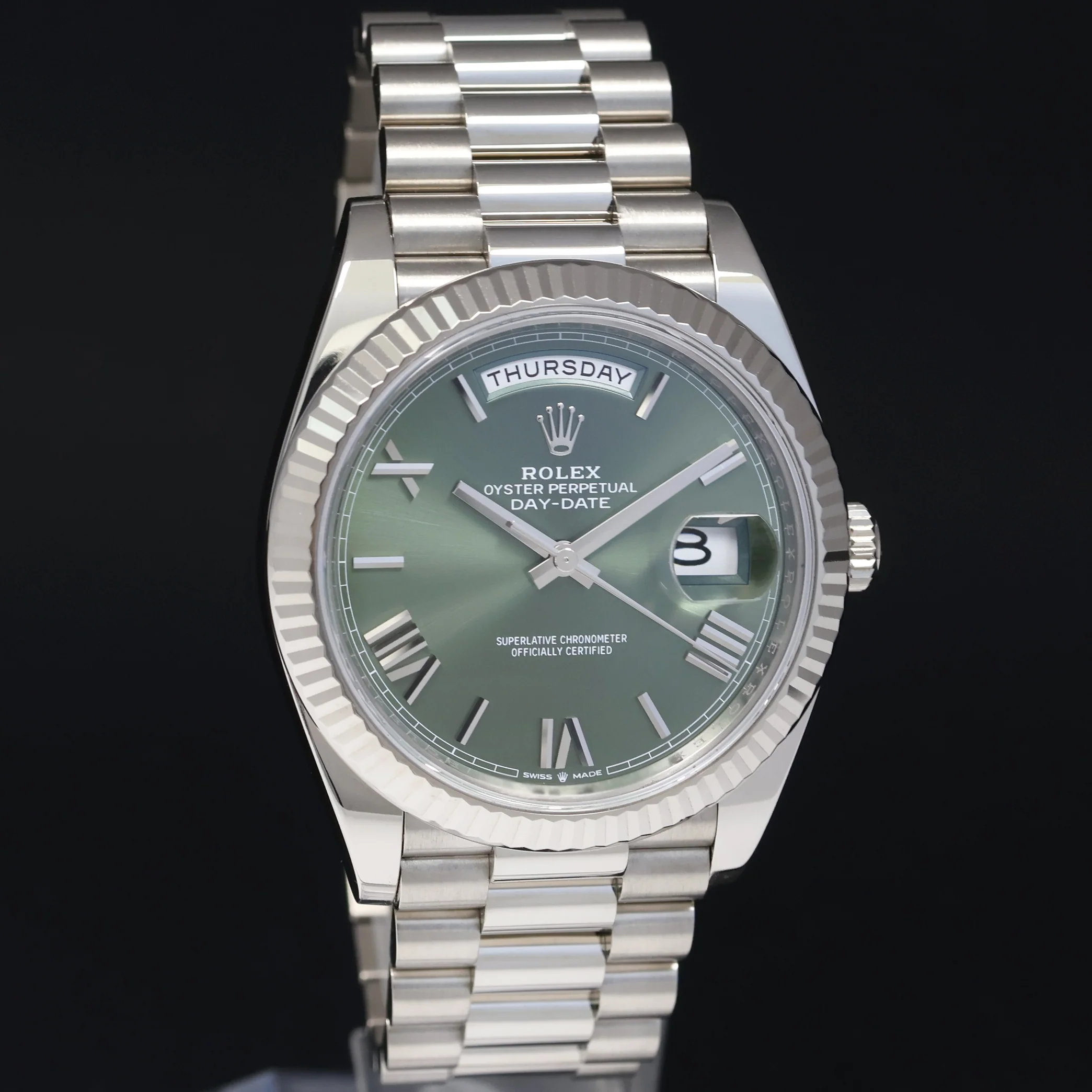 2020 MINT PAPERS Rolex Day Date 40 White Gold President GREEN OLIVE 228239 Watch - Image 3