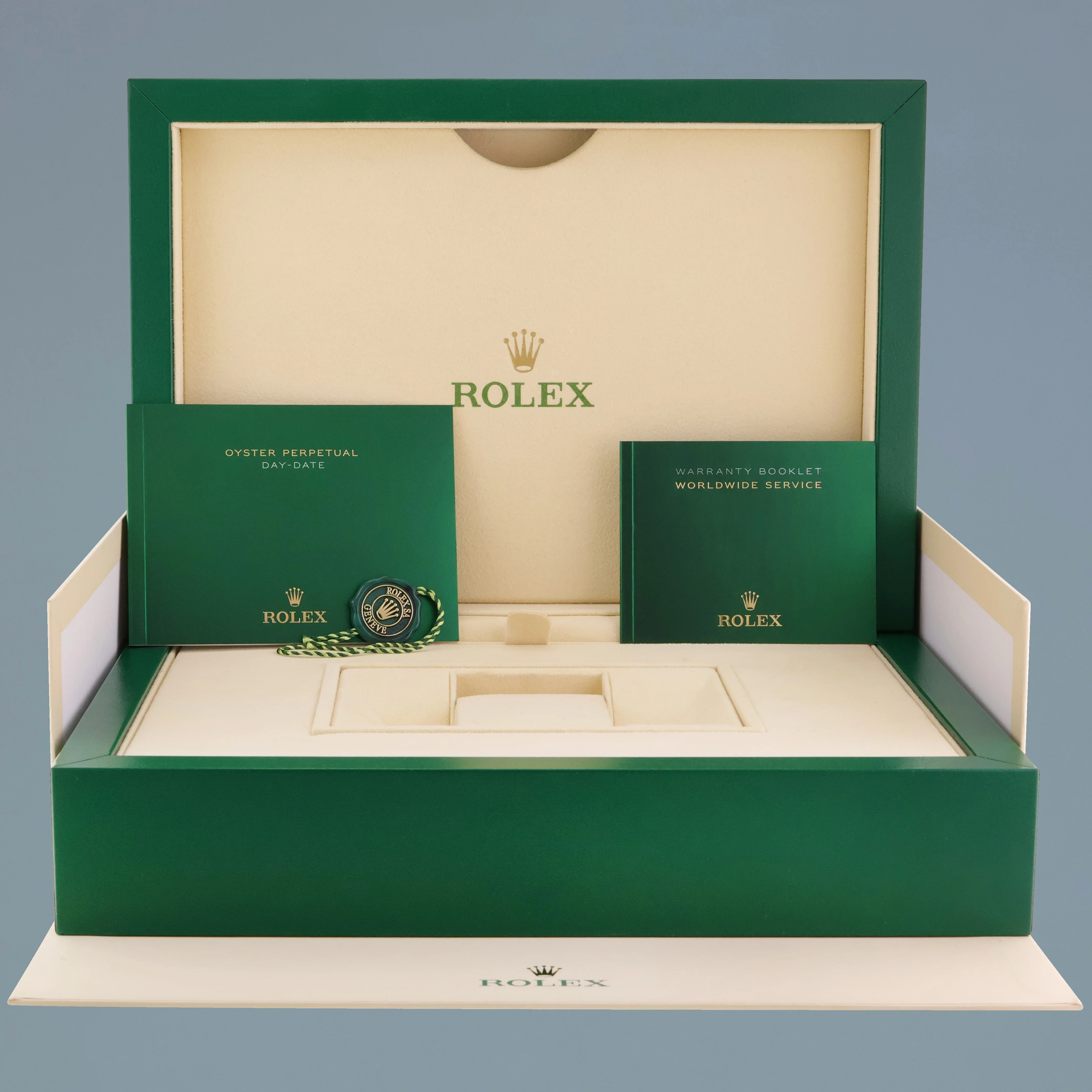 2021 MINT Rolex Platinum President Day Date 40 Blue Baguette Diamond 228206 Watch Box - Image 7