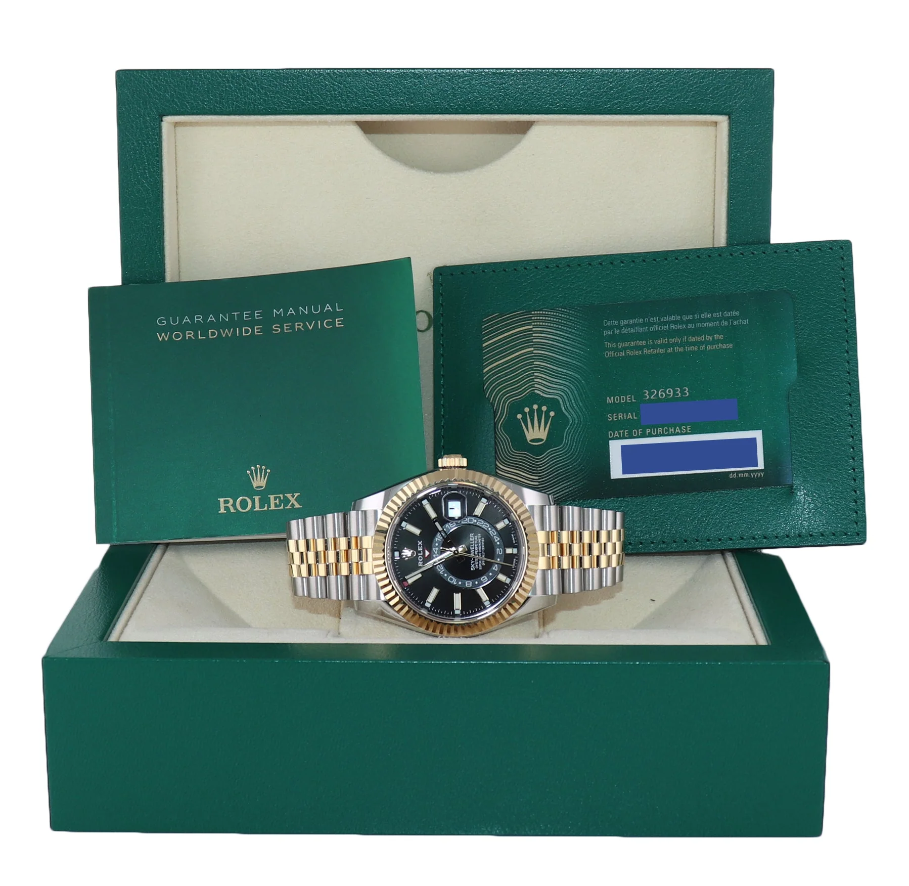 2021 NEW PAPERS Rolex Sky-Dweller 326933 Black Two Tone Yellow Gold Jubilee Watch - Image 7