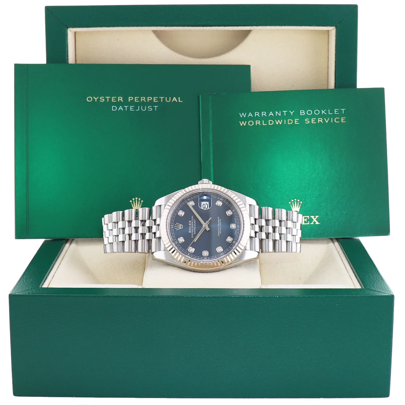 2022 MINT Rolex DateJust 41 Blue Diamond Jubilee Fluted 126334 Watch Box - Image 8