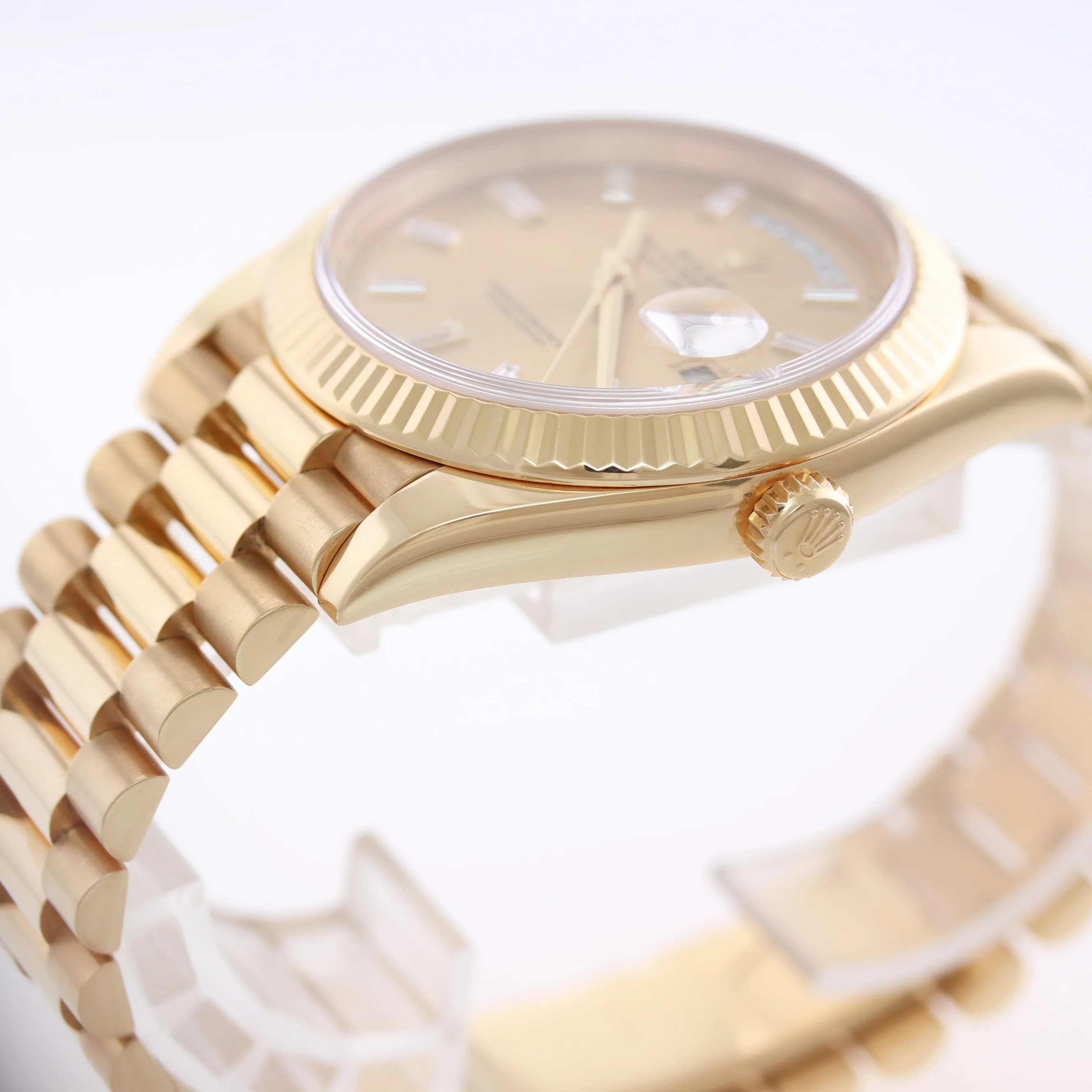 2021 MINT Rolex Day-Date 40 President 228238 Champagne Baguette Diamond Watch - Image 7
