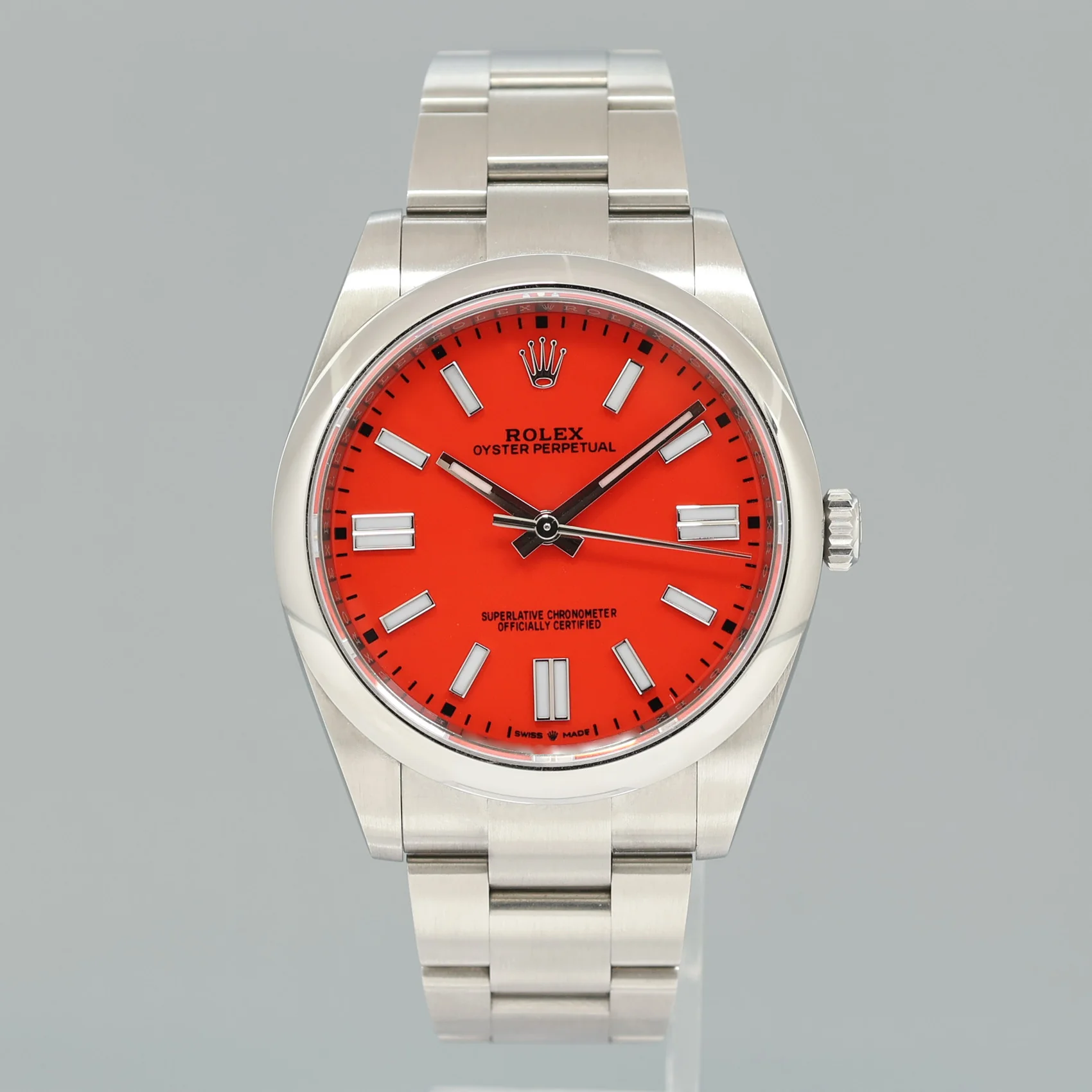 PAPERS 2022 MINT Rolex Oyster Perpetual 41mm Custom Red Coral Oyster 124300 Watch - Image 2