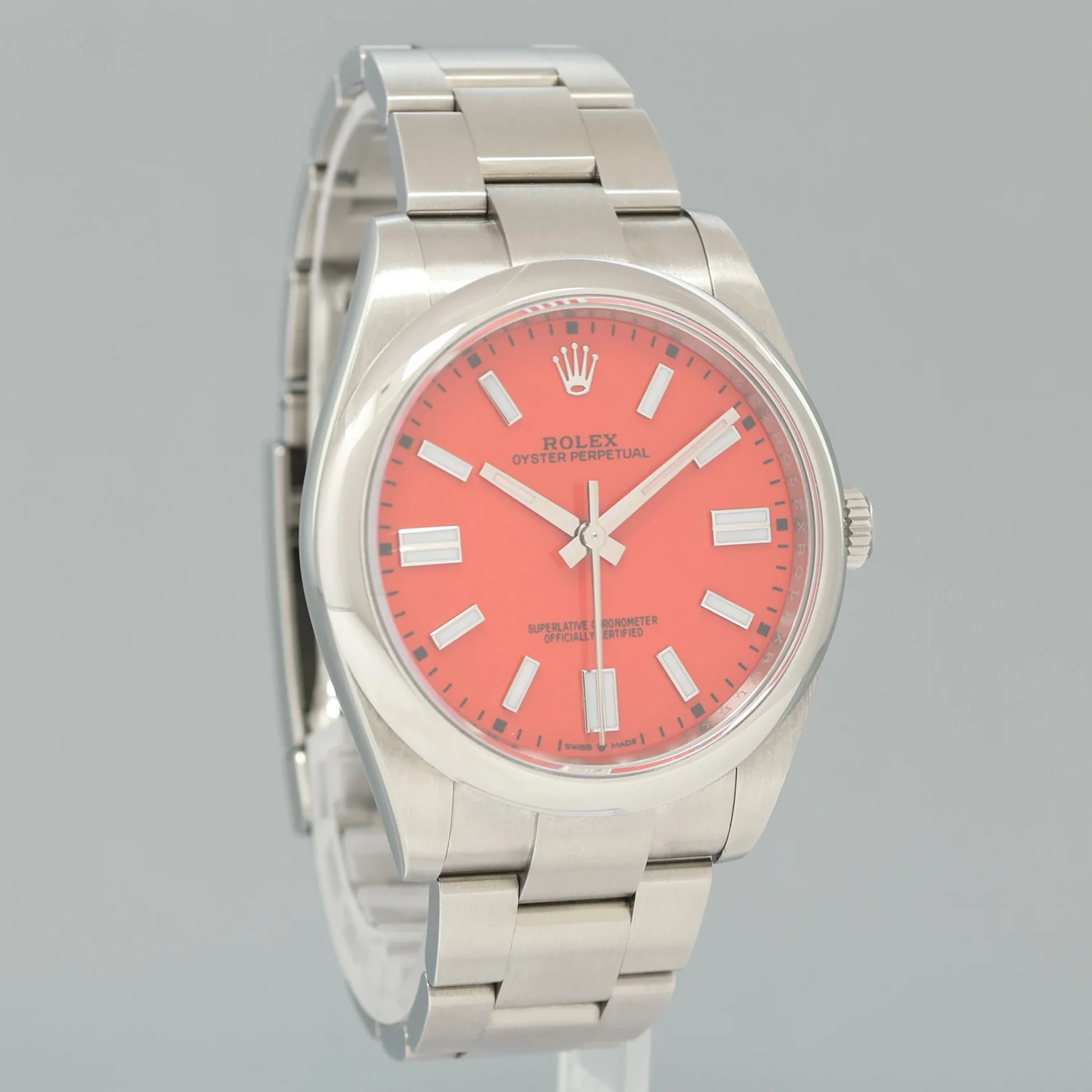 PAPERS 2022 MINT Rolex Oyster Perpetual 41mm Custom Red Coral Oyster 124300 Watch - Image 3