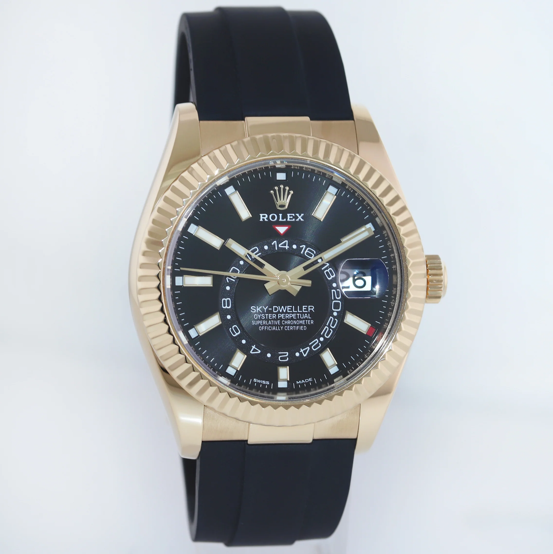 2022 MINT Rolex Sky-Dweller Yellow Gold Black Oysterflex 326238 Watch Box - Image 3