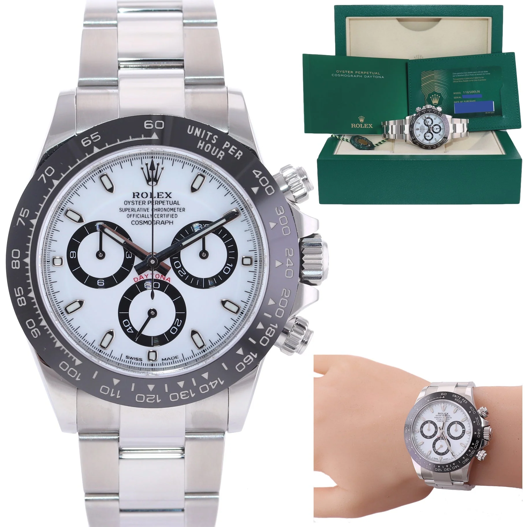 2022 NEW PAPERS Rolex Daytona 116500LN White Ceramic Panda 40mm Watch Box