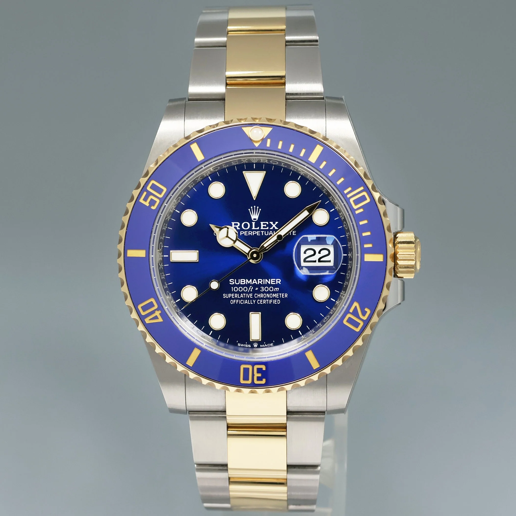 2022 NEW PAPERS Rolex Submariner 41mm Blue 126613LB Two Tone Yellow Gold Watch Box - Image 2