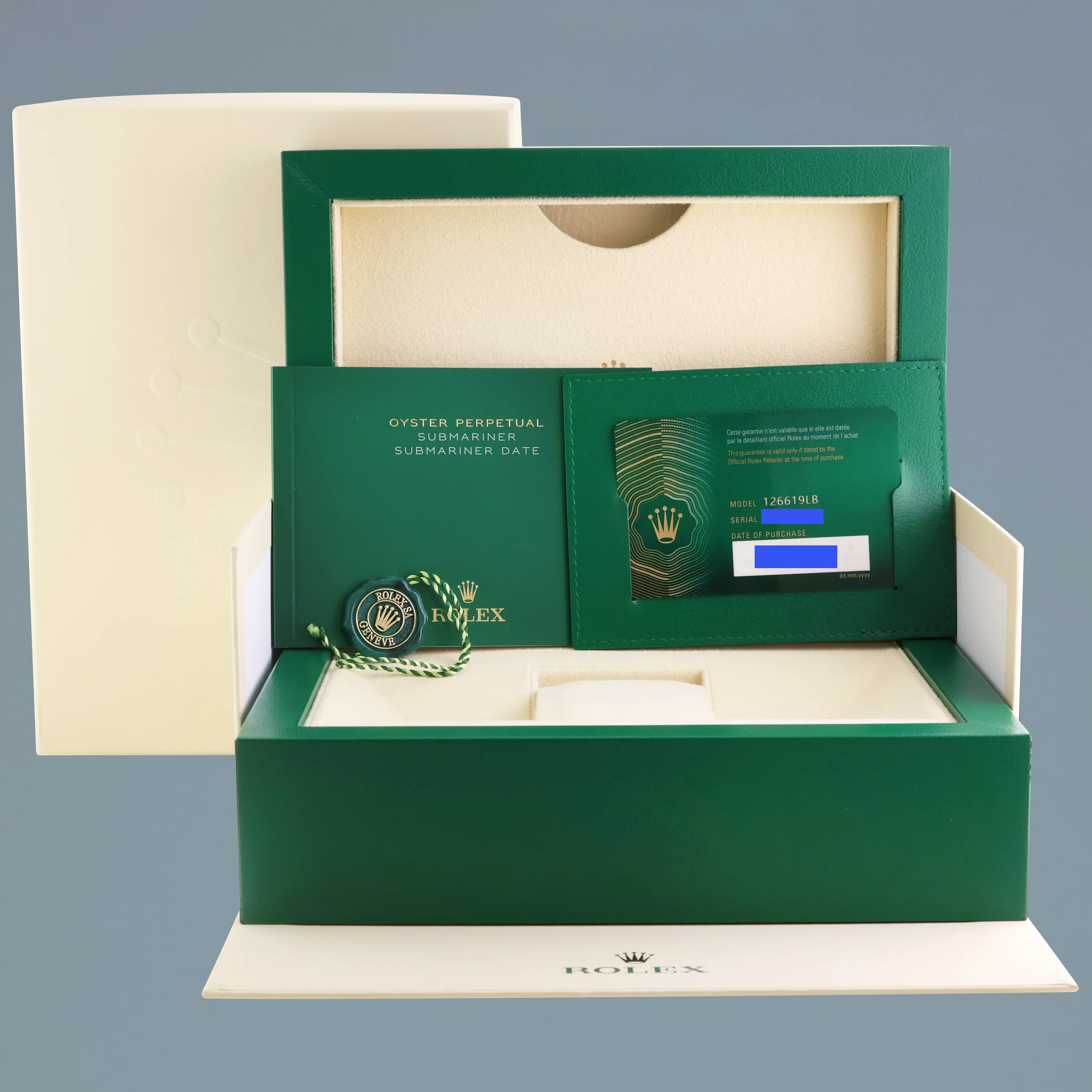 2022 NEW PAPERS Rolex Submariner Blue Cookie Monster 126619LB Gold 41mm Watch Box - Image 7