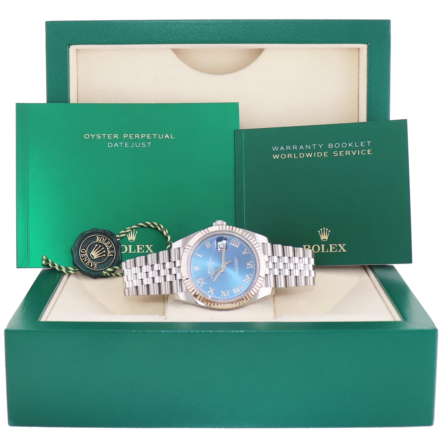 2022 MINT Rolex DateJust 41 41mm Blue Roman Jubilee Fluted 126334 Watch Box - Image 11