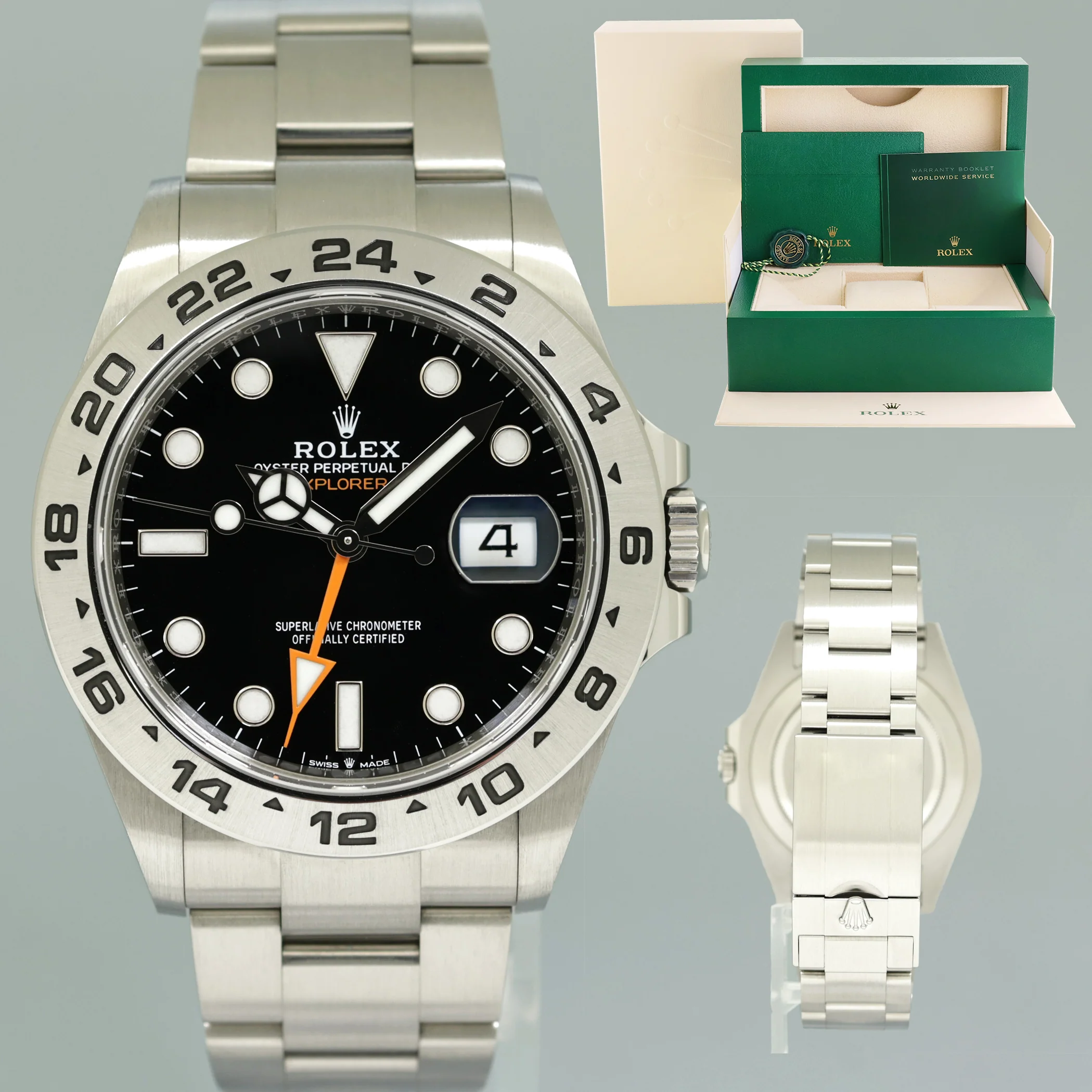 2023 Mint Rolex Explorer II 42mm 226570 Black Dial Steel Date Watch Box