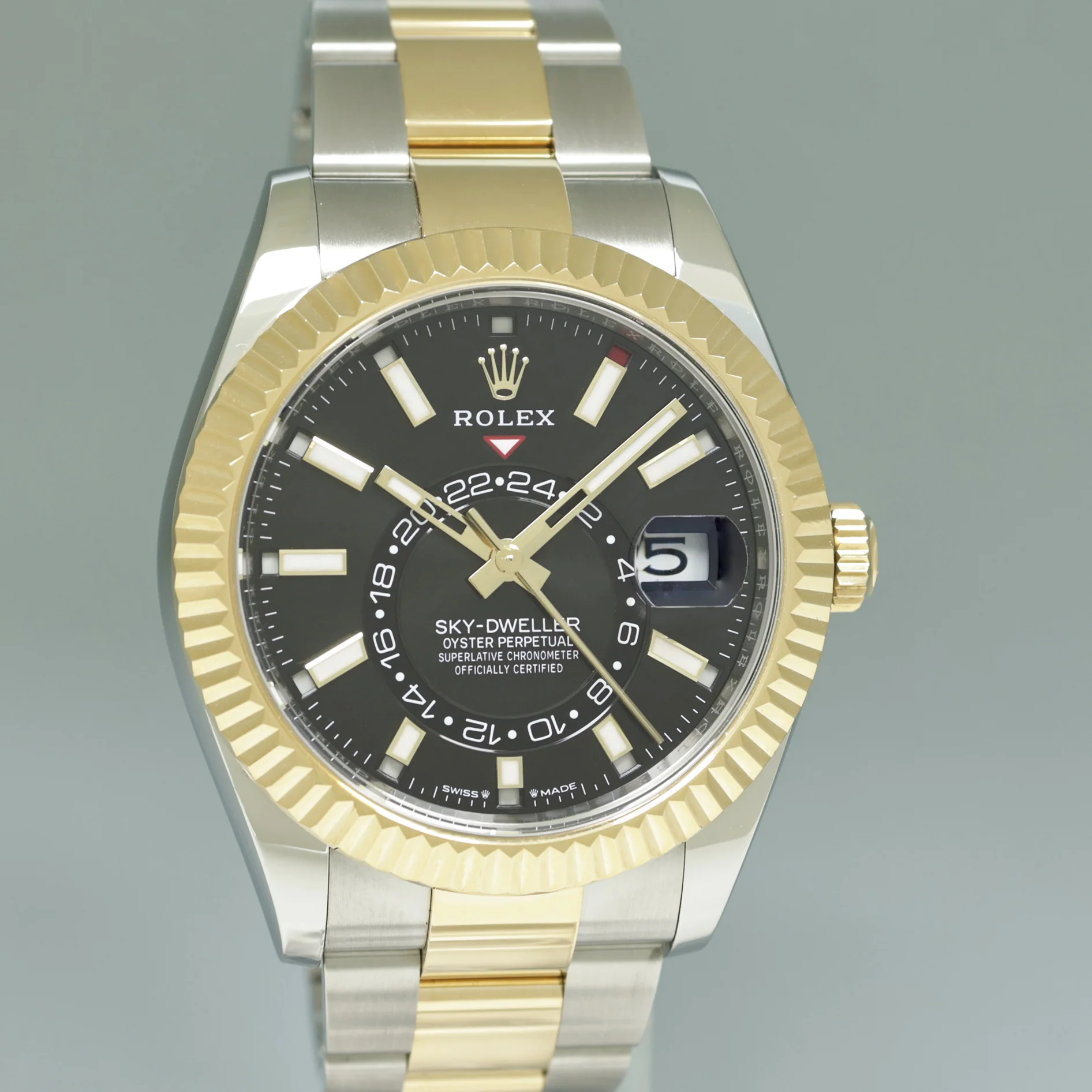 2024 NEW PAPERS Rolex Sky-Dweller Two Tone Gold Black Oyster 42mm 336933 Watch - Image 3