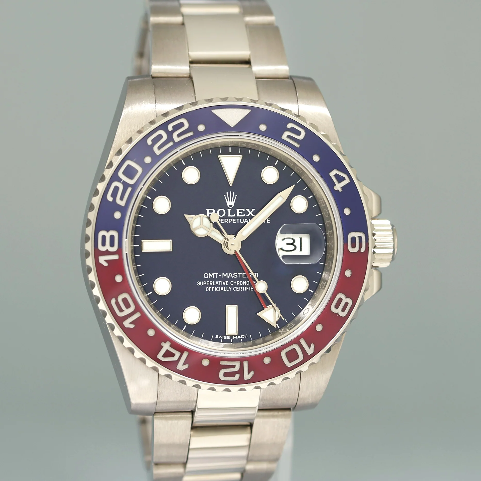 2023 RSC PAPERS MINT Rolex GMT-Master II Pepsi White Gold Blue Dial 116719BLRO Watch Box - Image 3