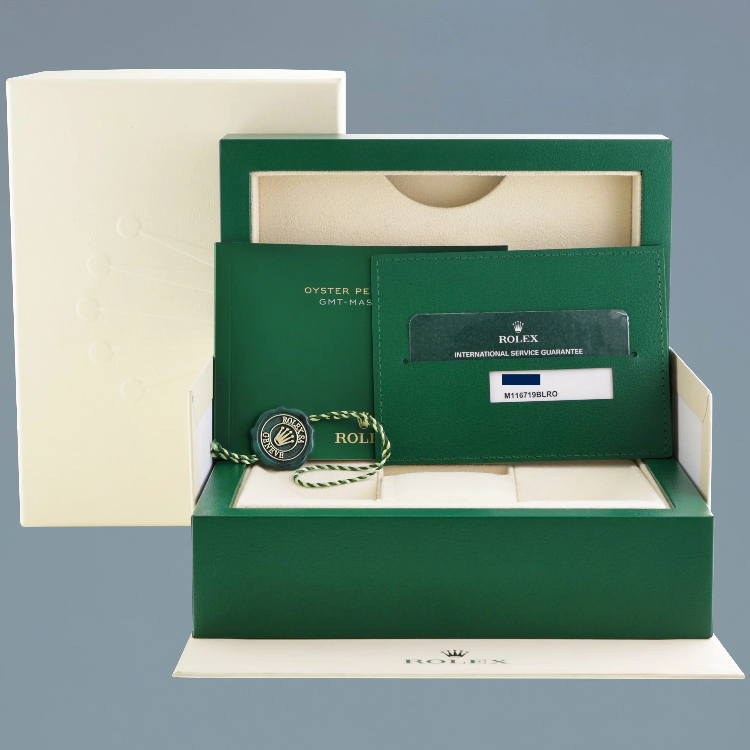 2023 RSC PAPERS MINT Rolex GMT-Master II Pepsi White Gold Blue Dial 116719BLRO Watch Box - Image 7