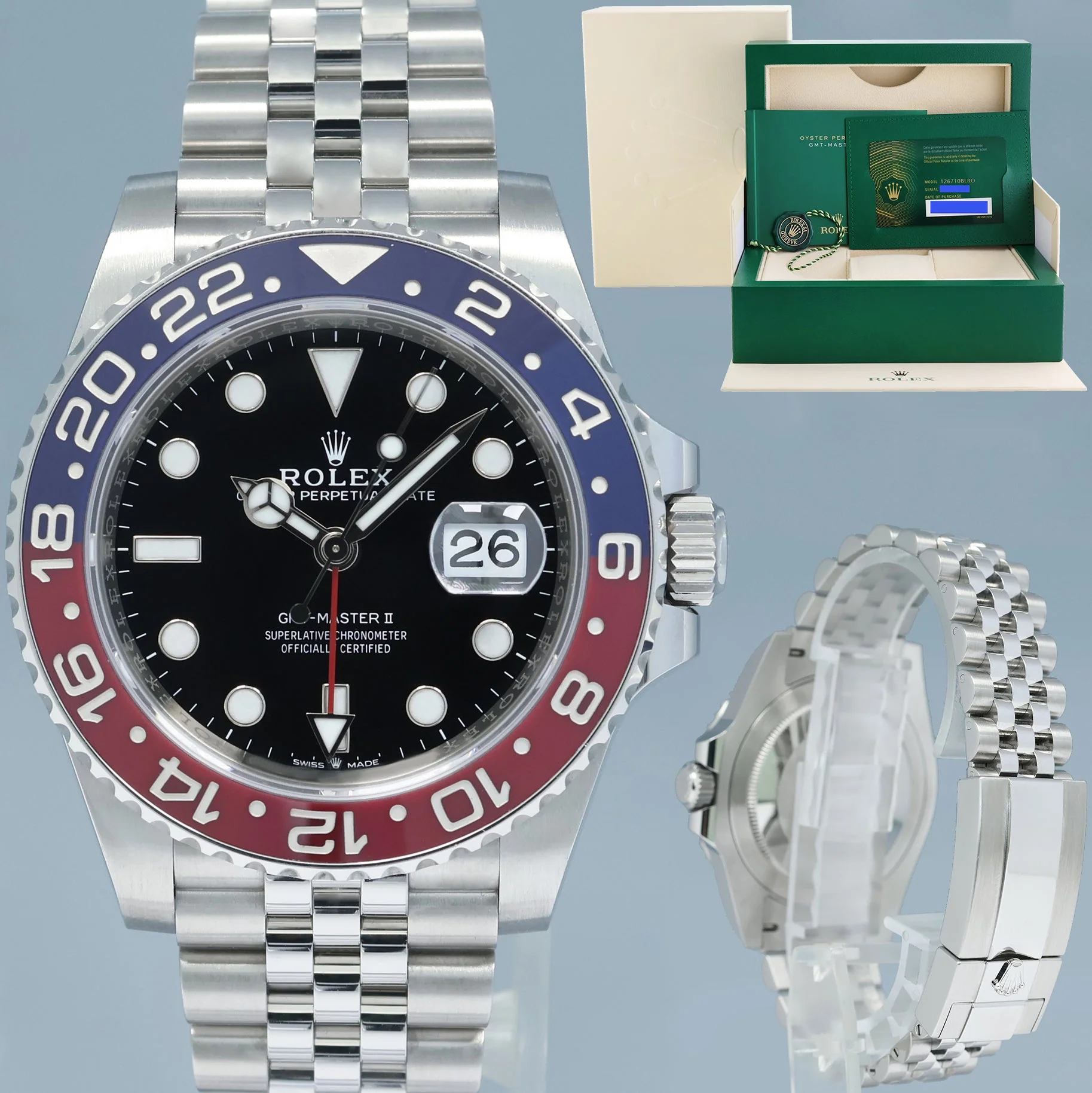 2024 NEW PAPERS 126710BLRO Rolex GMT Master II PEPSI Red Blue Jubilee Ceramic Watch