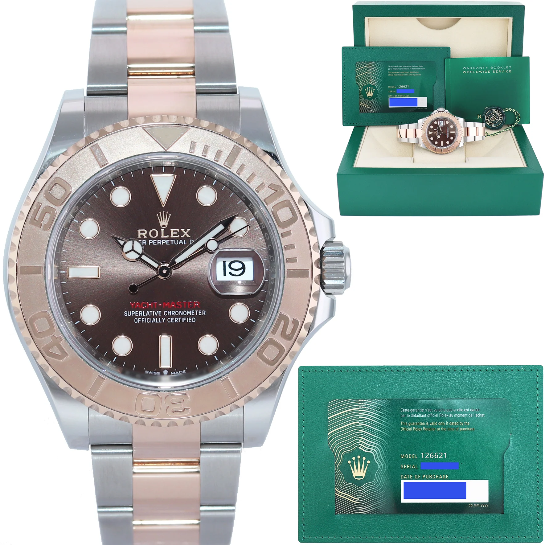 2024 NEW PAPERS Rolex 40mm Yacht-Master 126621 Chocolate Everose Gold Two Tone Watch