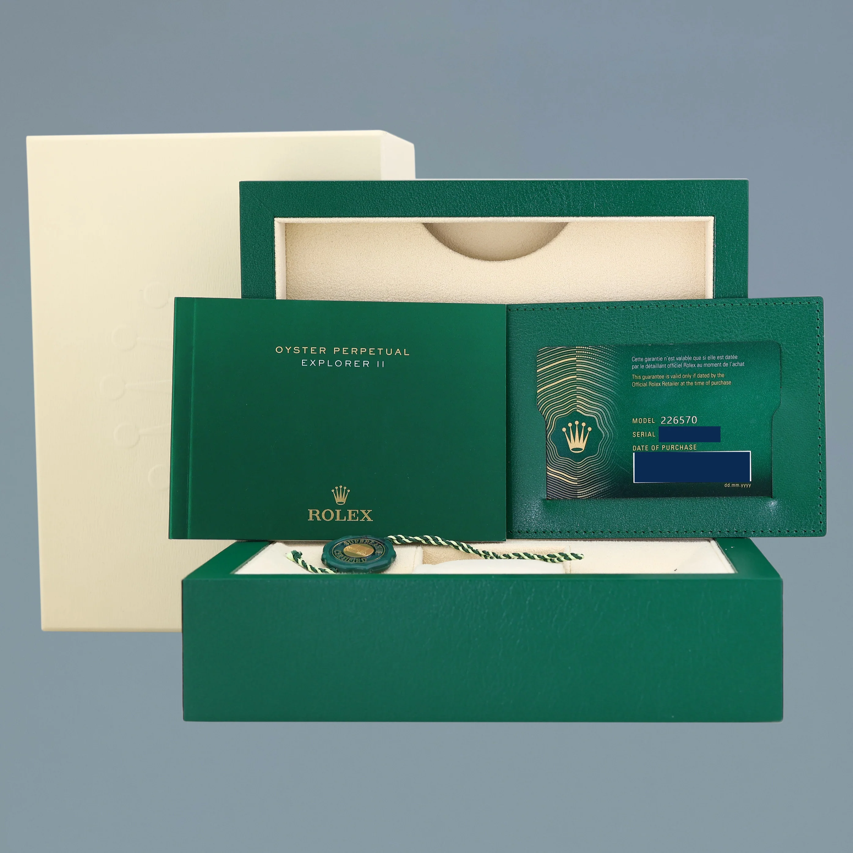 2024 NEW PAPERS Rolex Explorer II 226570 White Polar Steel Date 42mm Watch Box - Image 7