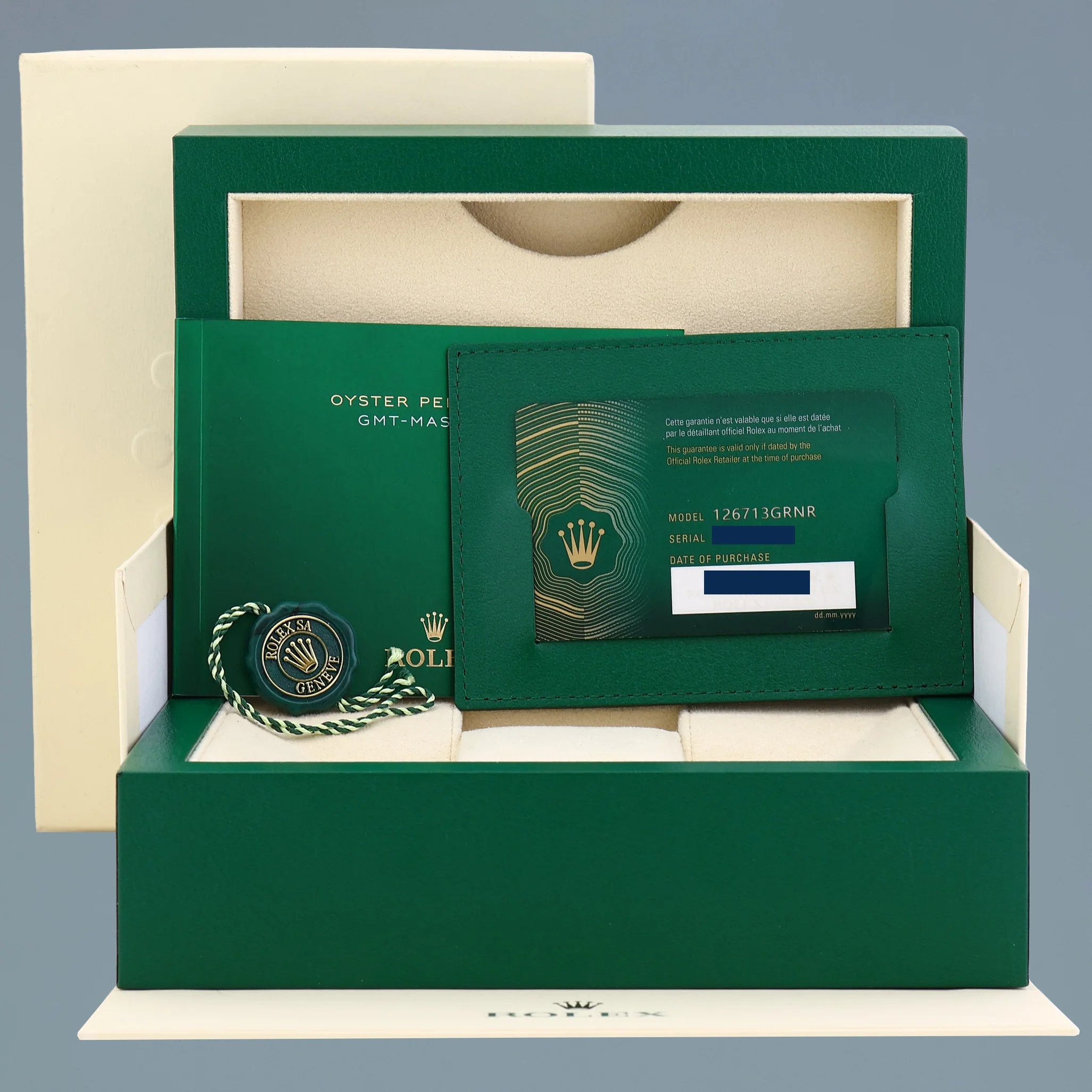 2024 NEW PAPERS Rolex GMT Master Gold Two Tone Jubilee Black 126713GRNR Watch Box - Image 7