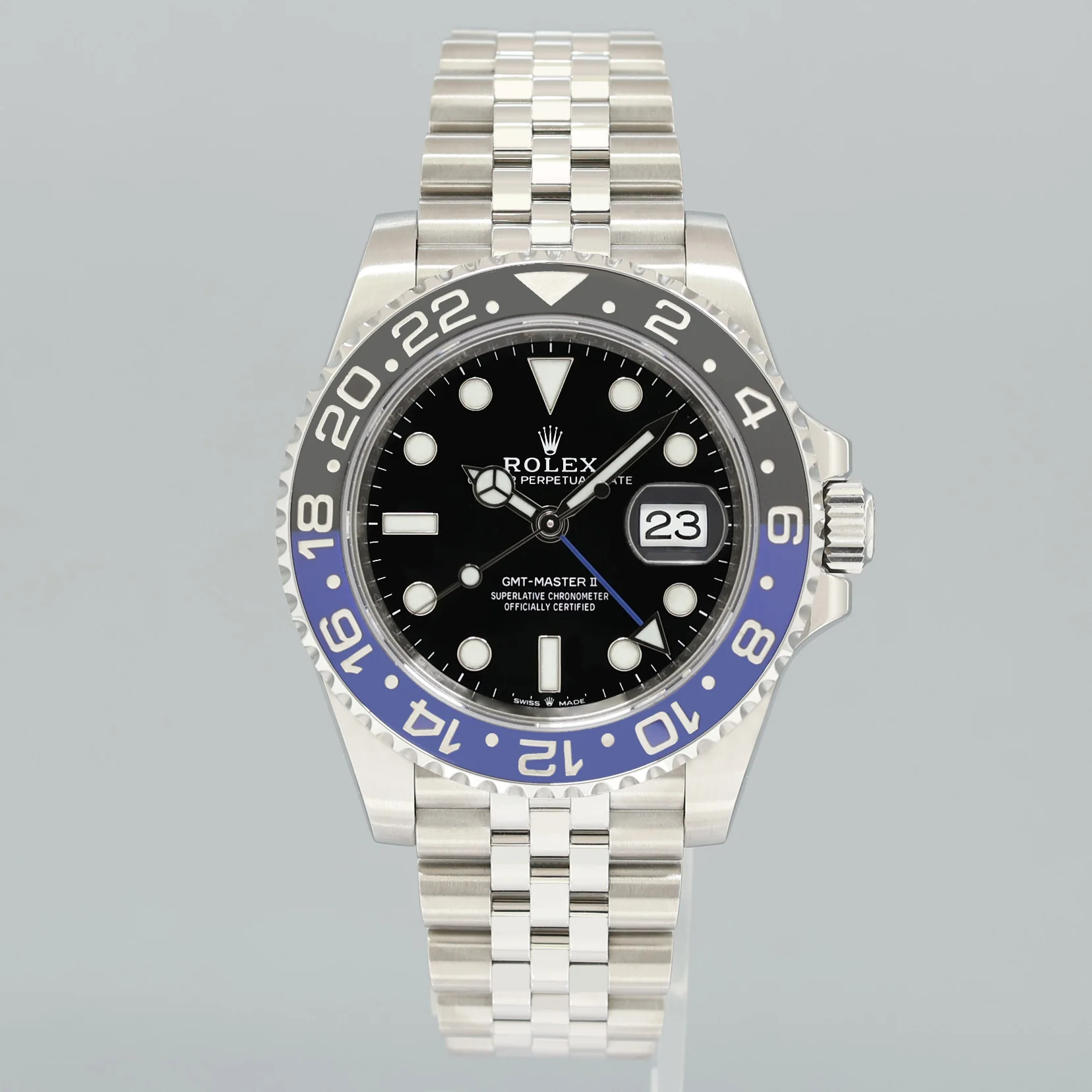 2024 PAPERS NEW 126710 BLNR Rolex GMT Master II Batman Blue Jubilee Steel Watch Box - Image 2