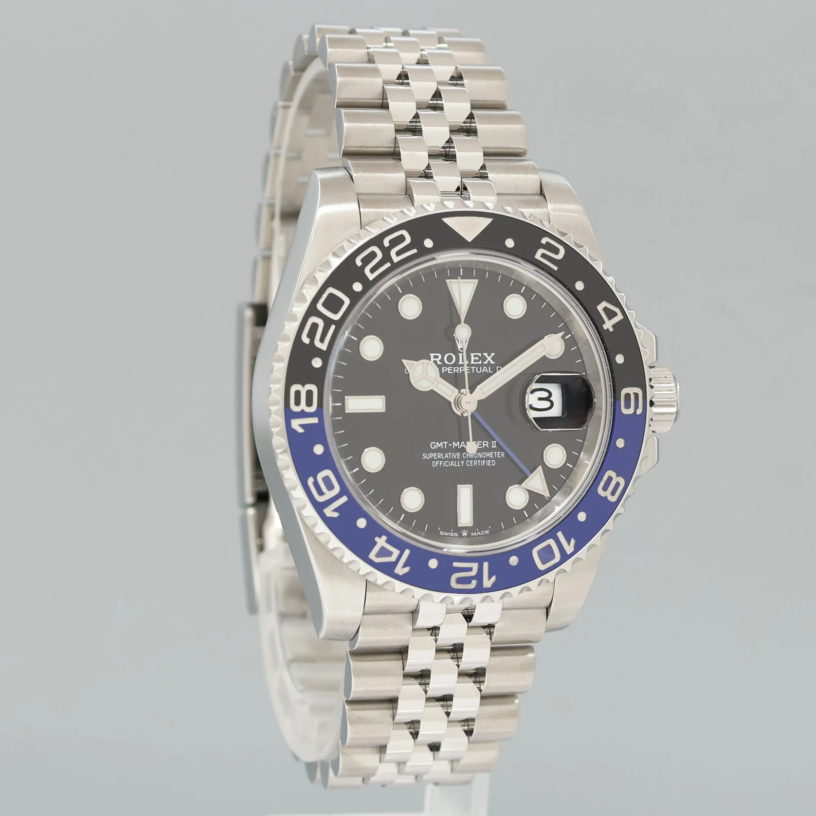 2024 PAPERS NEW 126710 BLNR Rolex GMT Master II Batman Blue Jubilee Steel Watch Box - Image 3