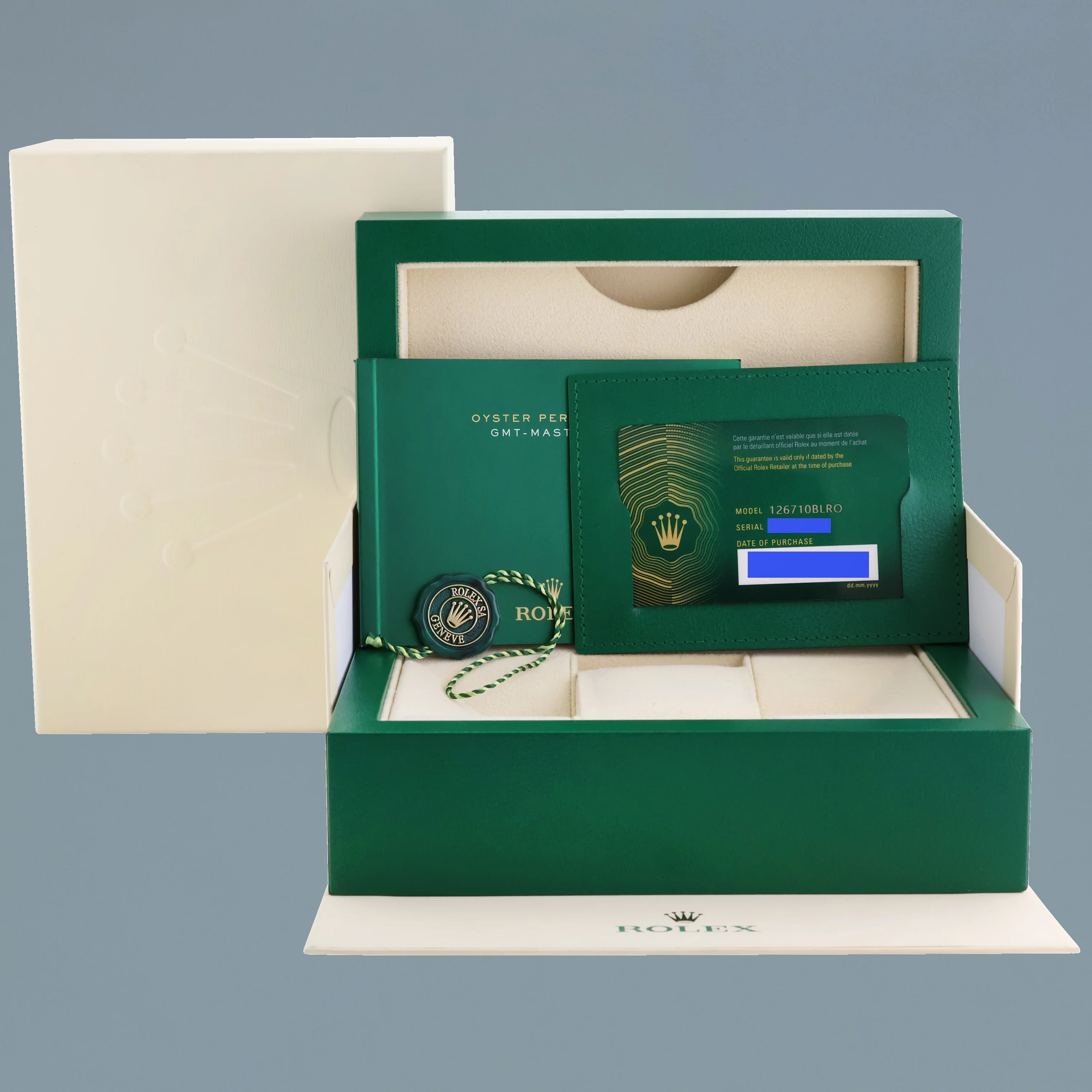 2024 PAPERS NEW 126710 BLNR Rolex GMT Master II Batman Blue Jubilee Steel Watch Box - Image 7