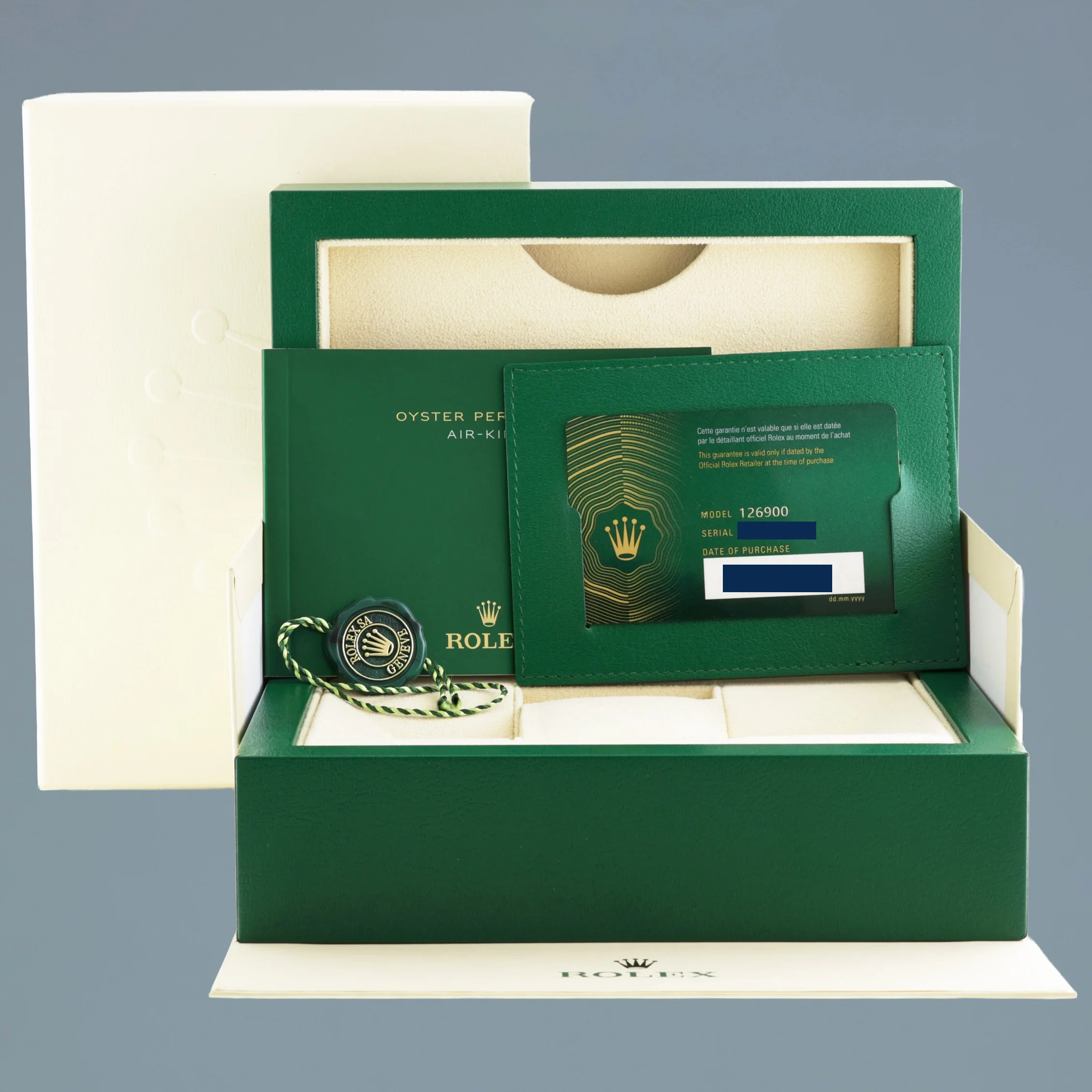 2025 NEW PAPERS Rolex Air-King 126900 Green Arabic 40mm Steel Oyster Watch Box - Image 7
