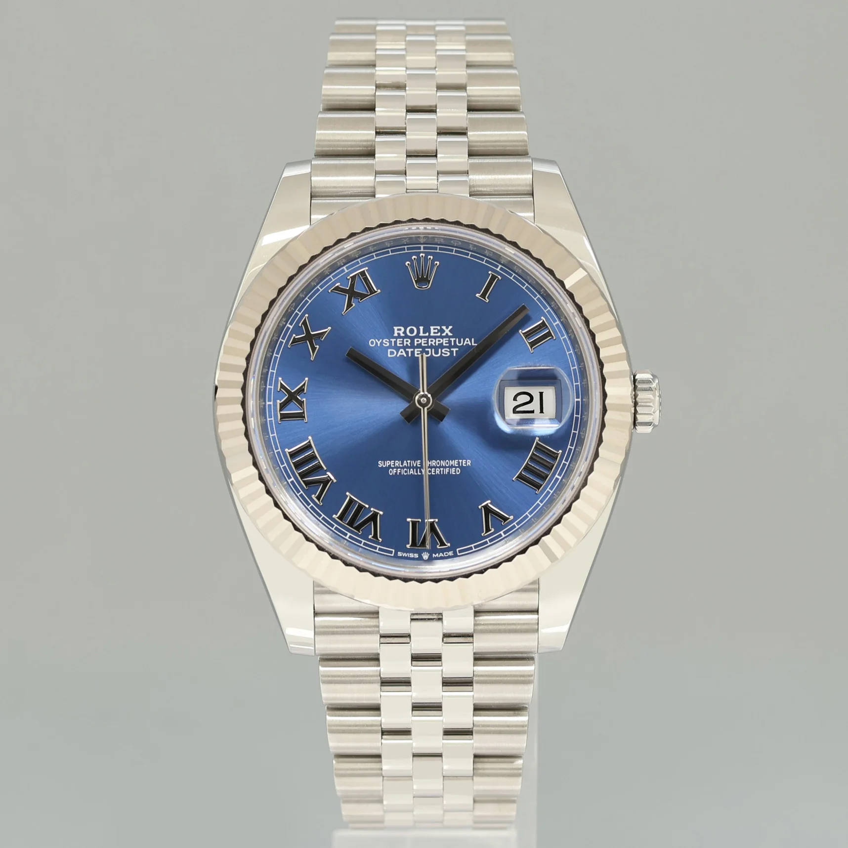 2025 NEW PAPERS Rolex DateJust 41 41mm Blue Roman Jubilee Fluted 126334 Watch Box - Image 2