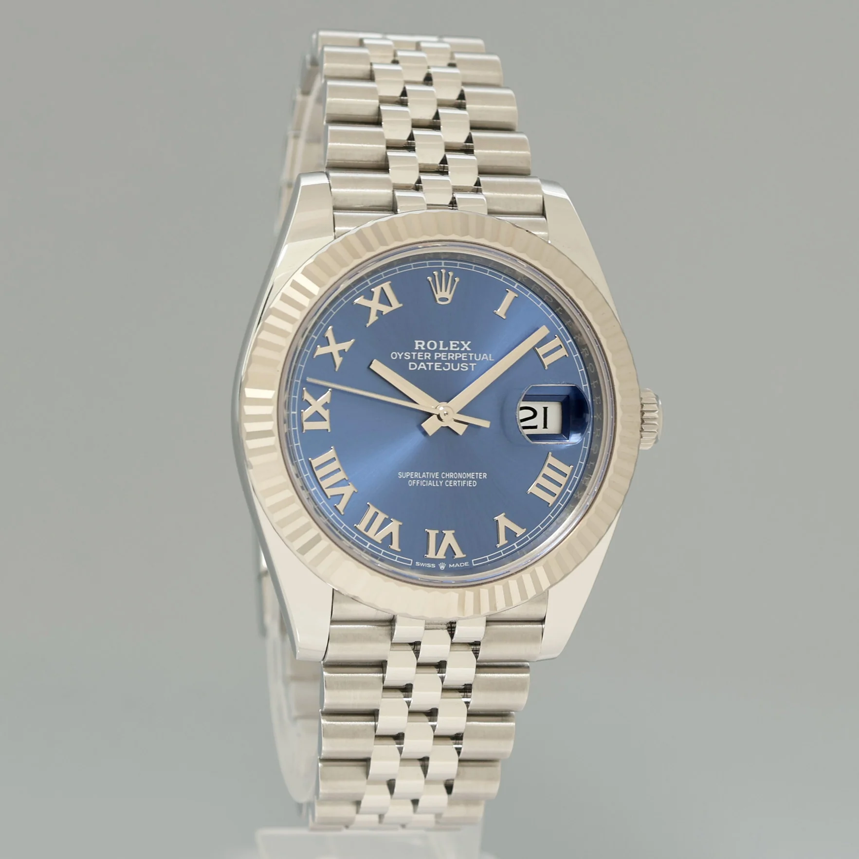 2025 NEW PAPERS Rolex DateJust 41 41mm Blue Roman Jubilee Fluted 126334 Watch Box - Image 3