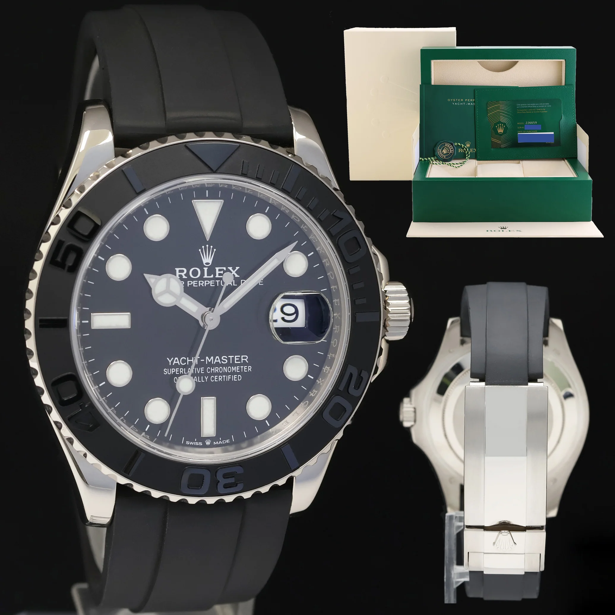 2025 NEW PAPERS Rolex Yacht-Master 226659 White Gold 42mm Oysterflex Watch Box