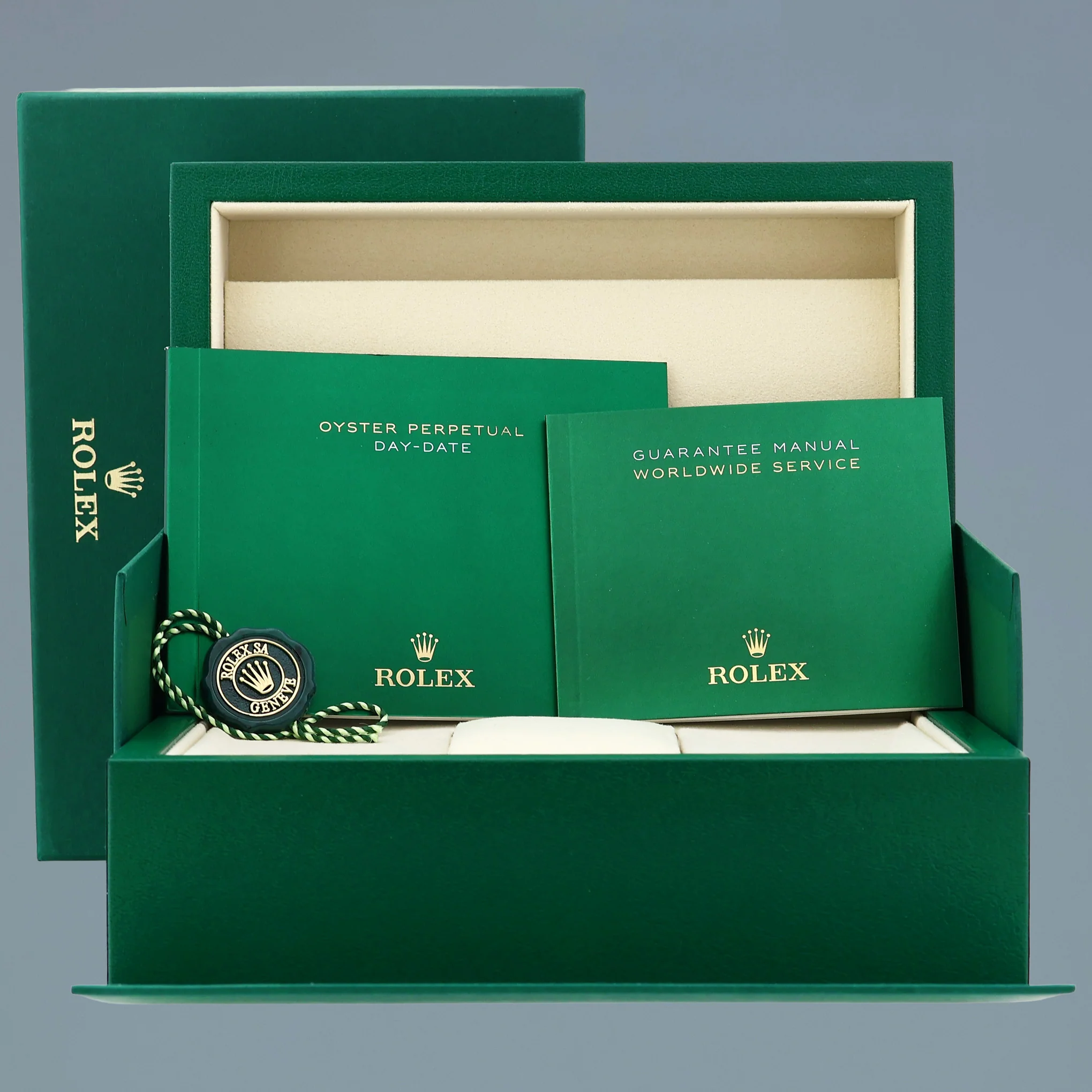 2025 MINT Rolex Day Date 40 White Gold Blue Ombre 228239 Watch Box - Image 7