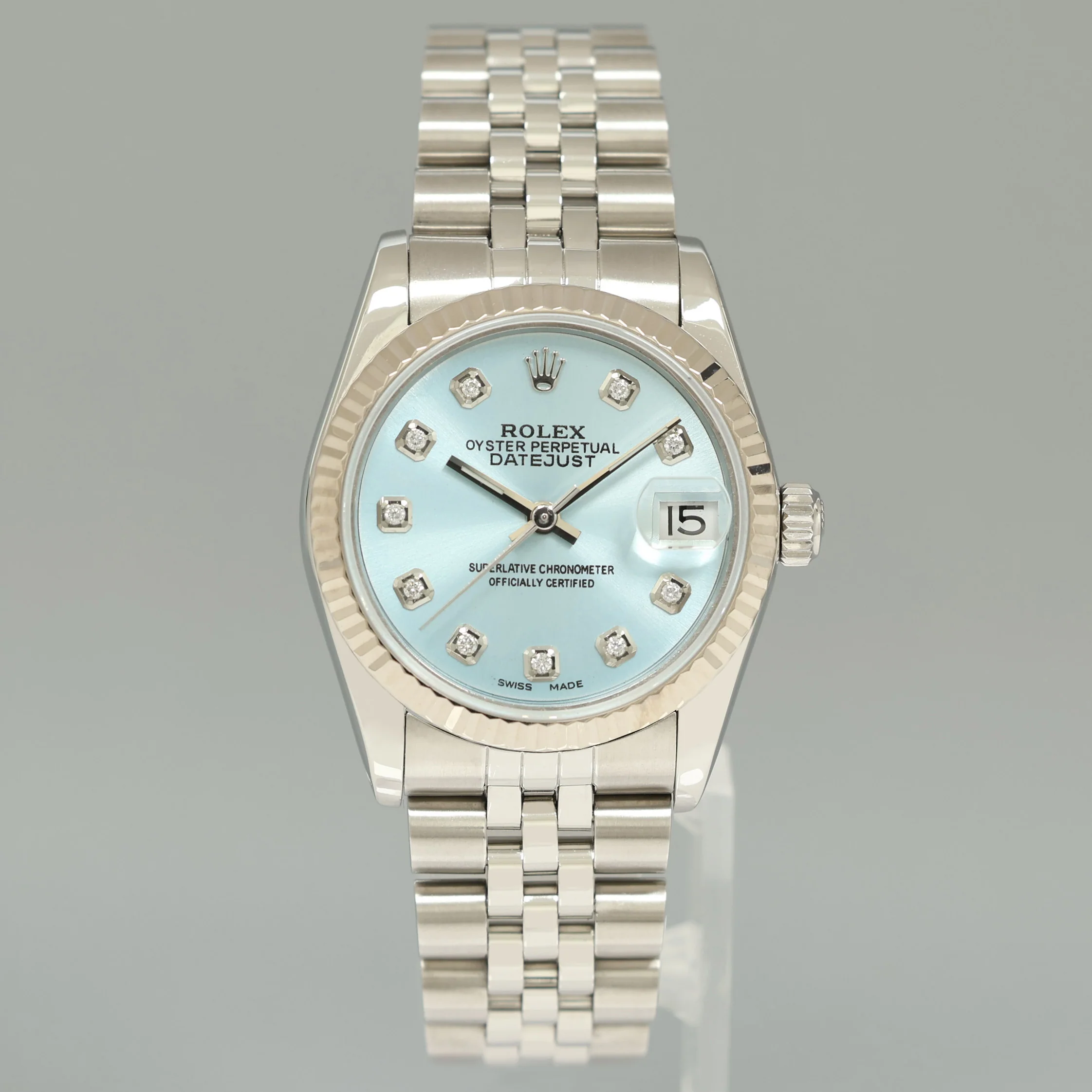 Blue Diamond Ladies Rolex Midsize 31mm Datejust Jubilee Steel 68274 Watch Box - Image 2