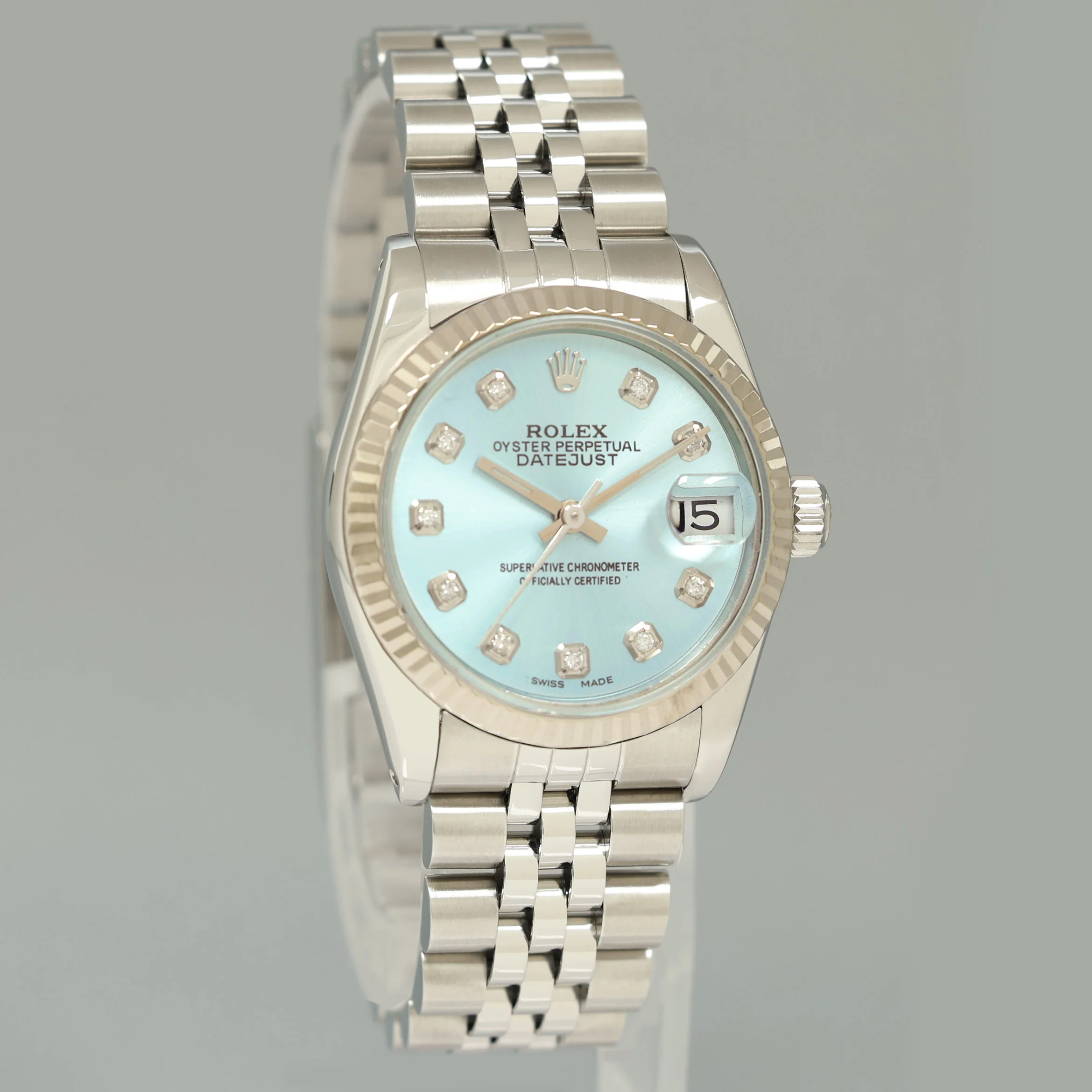 Blue Diamond Ladies Rolex Midsize 31mm Datejust Jubilee Steel 68274 Watch Box - Image 3