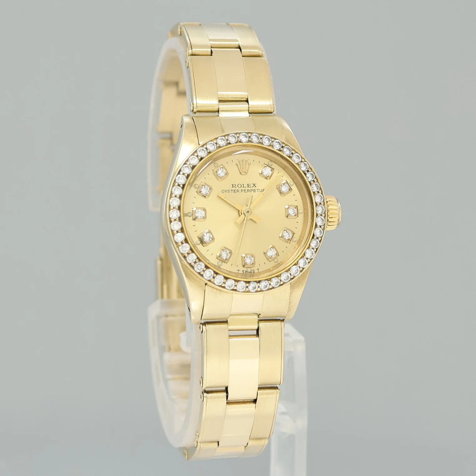 Ladies Rolex DateJust 26mm 6719 Yellow Gold Champagne Diamond Watch Box - Image 3