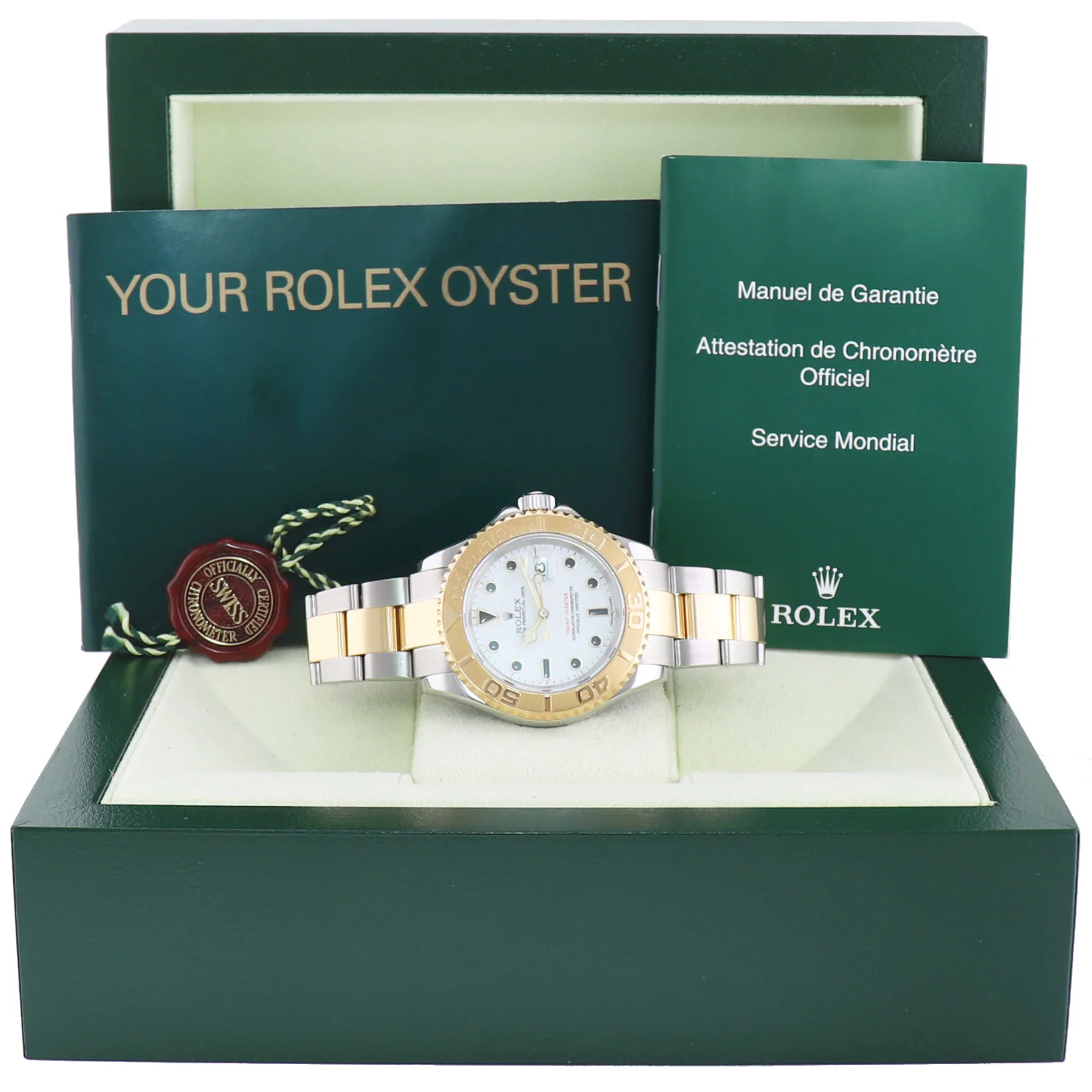 MINT 2005 Rolex Yacht-Master 16623 White Sapphire Two Tone Yellow Gold Watch Box - Image 8