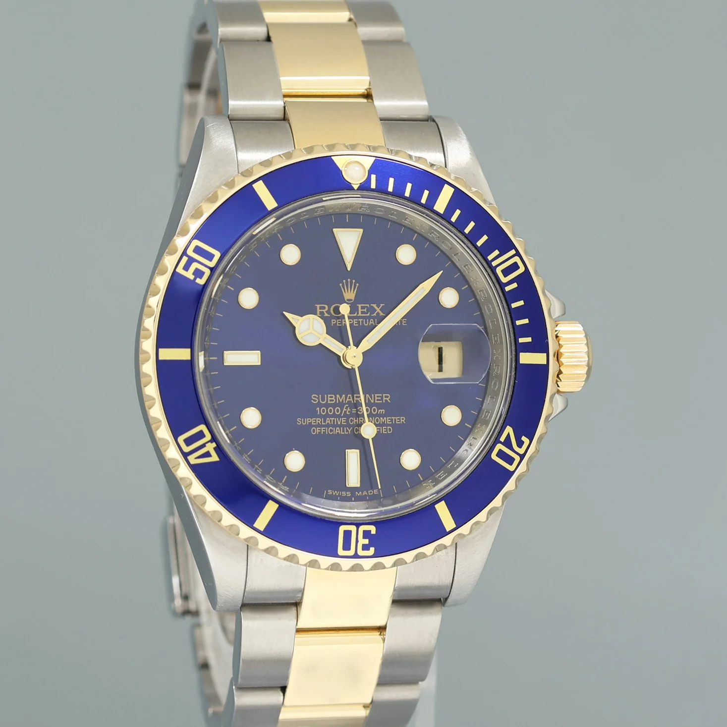 MINT 2008 Rolex Submariner 16613LB Yellow Gold Two Tone Steel Blue Watch Box - Image 3