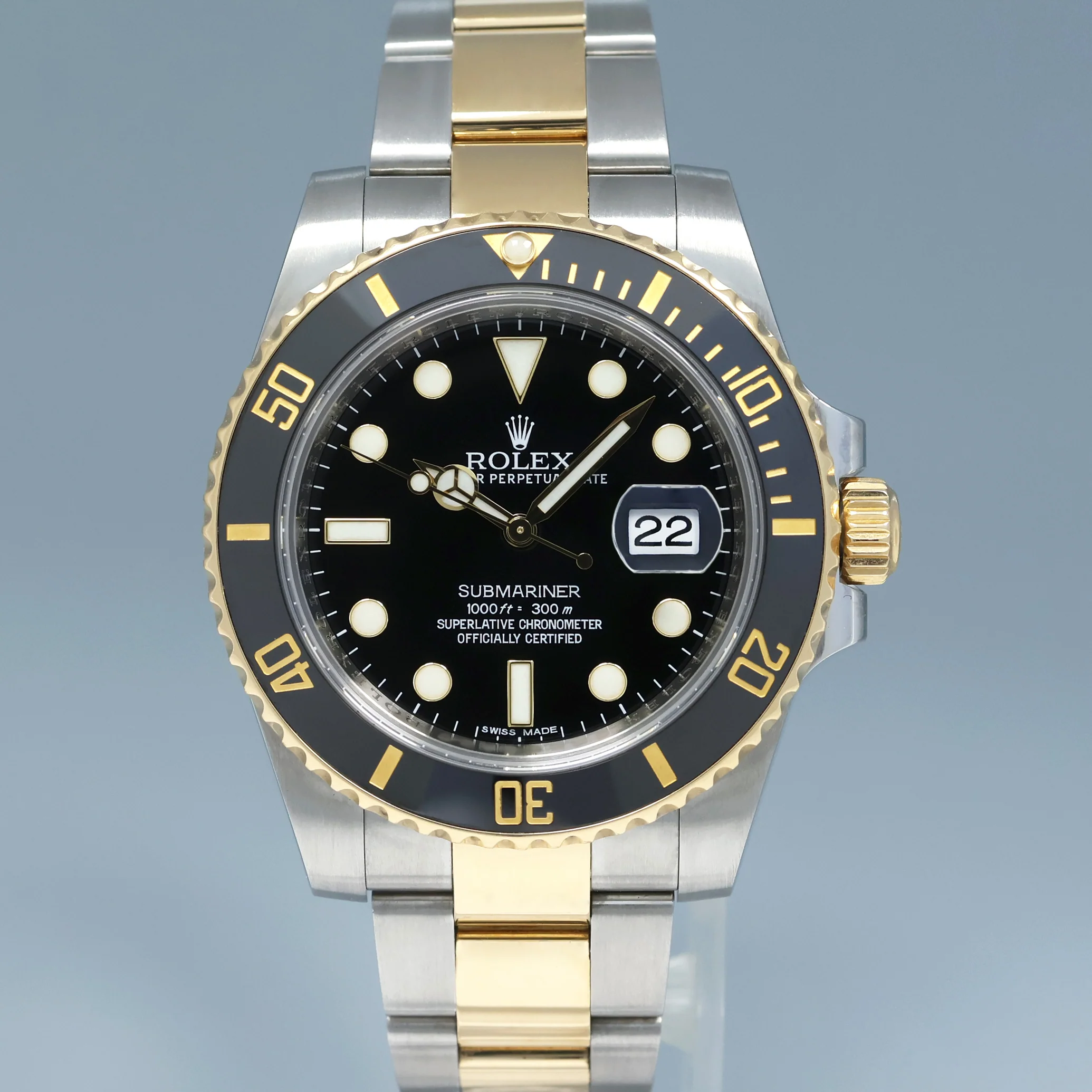 MINT 2016 Rolex Submariner 116613LN Two Tone Steel Yellow Gold Black Ceramic Watch - Image 2