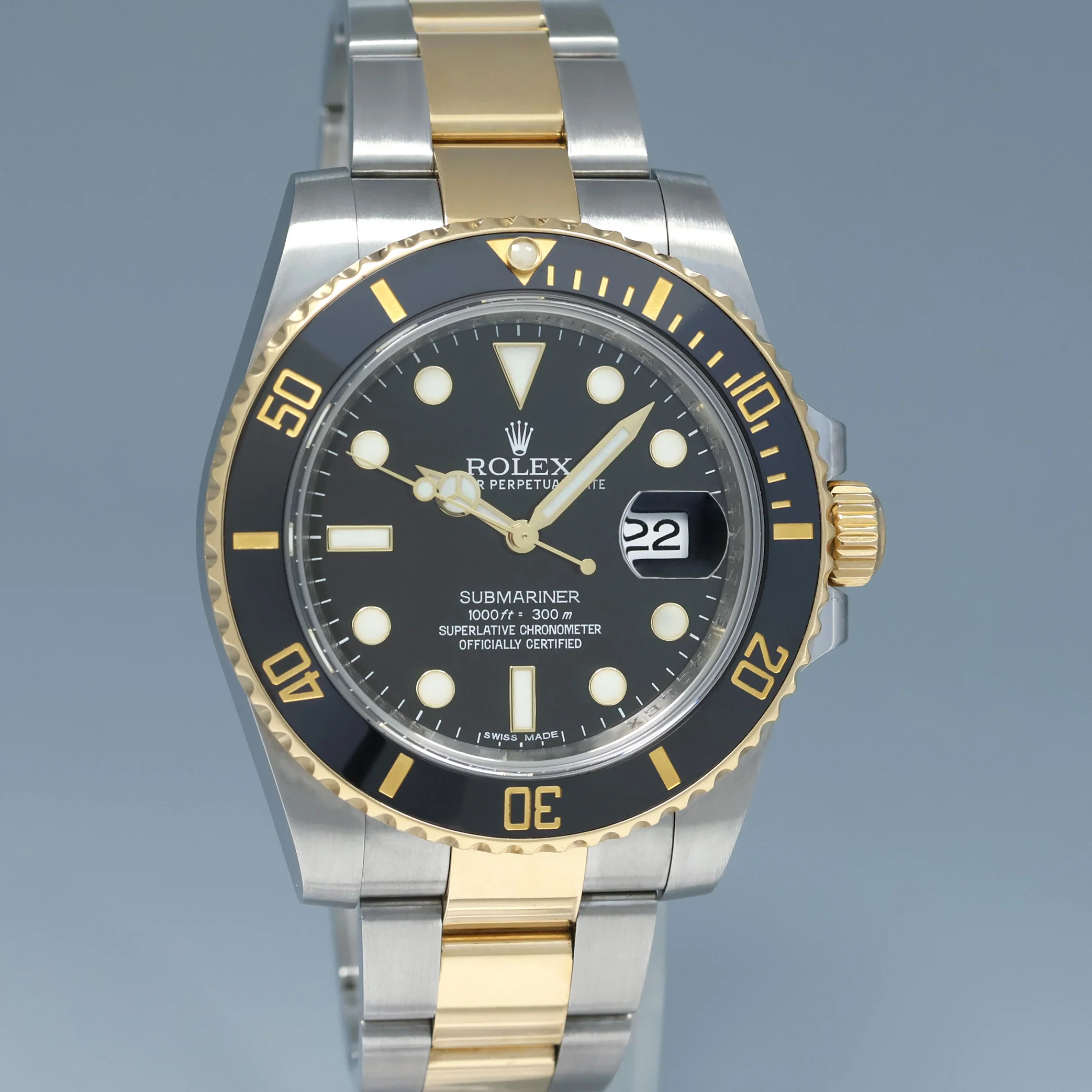 MINT 2016 Rolex Submariner 116613LN Two Tone Steel Yellow Gold Black Ceramic Watch - Image 3