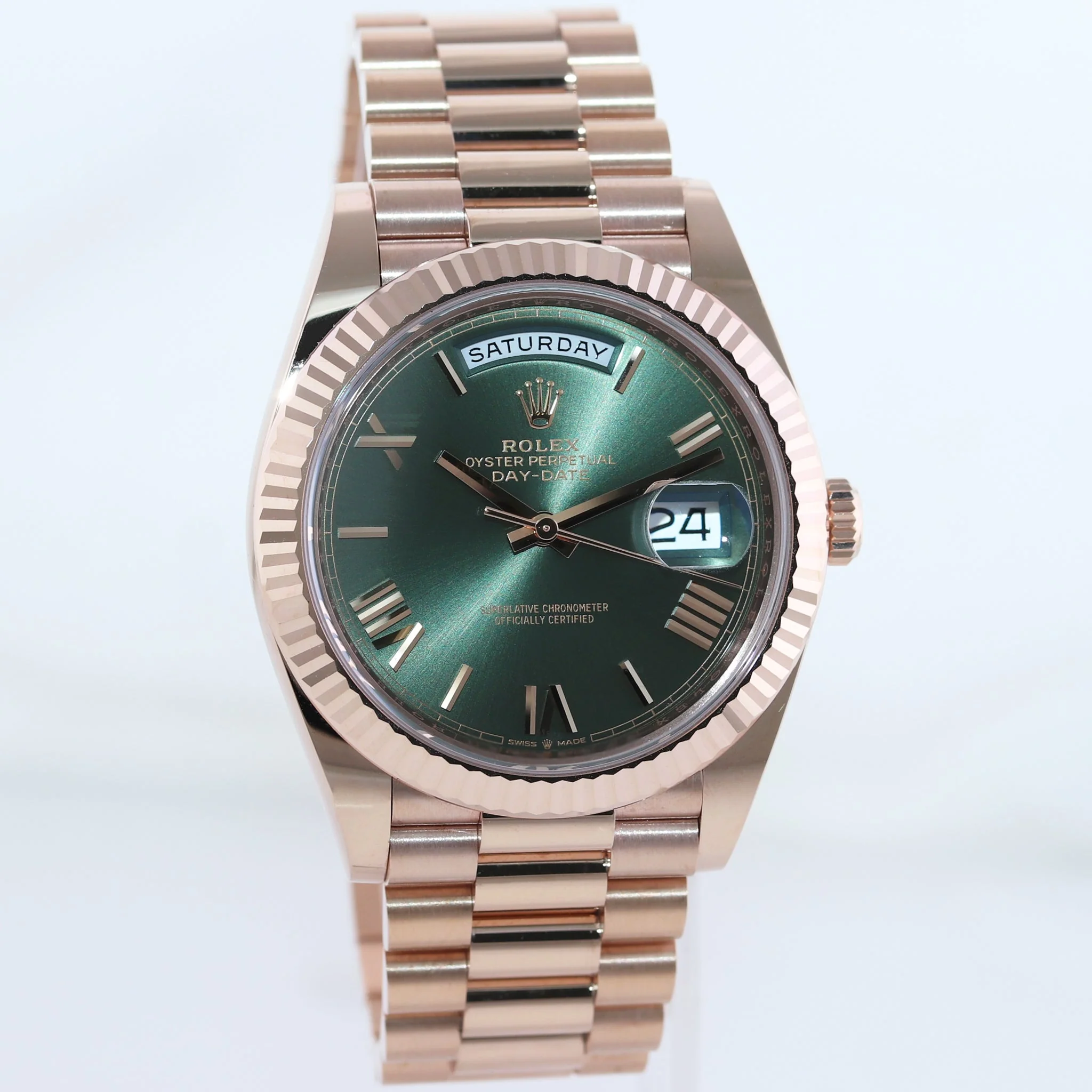 MINT 2020 PAPERS Rolex President 40mm Rose Gold Olive Green 228235 Watch Box - Image 3