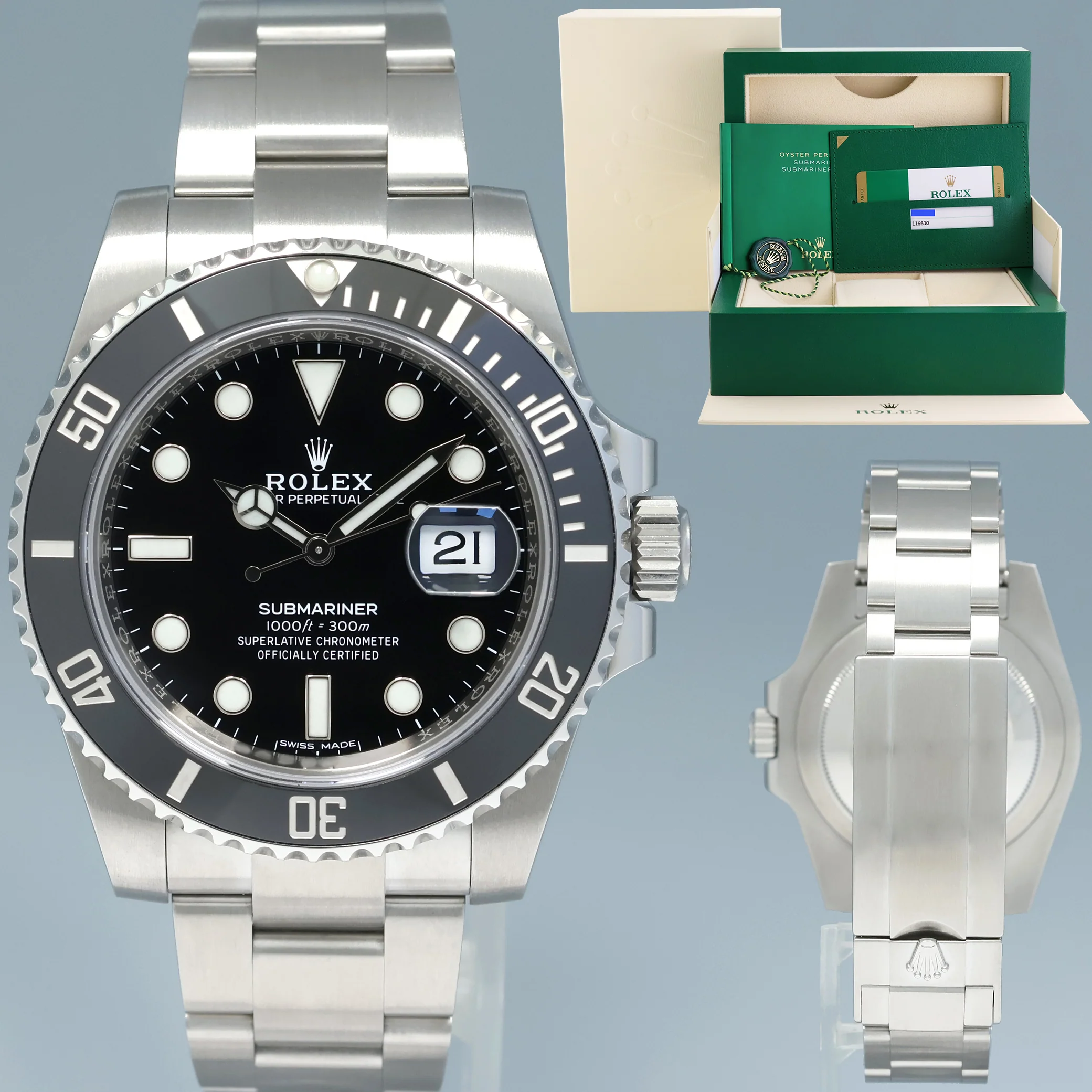 MINT 2020 PAPERS 116610LN Rolex Submariner Date Steel 40mm Black Dial Ceramic Watch
