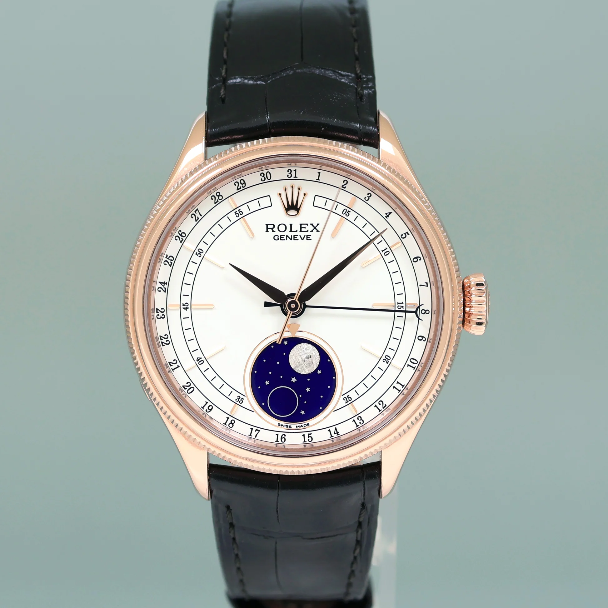 MINT 2020 PAPERS Rolex Cellini Moonphase White Rose Gold 39mm Leather 50535 Watch - Image 2