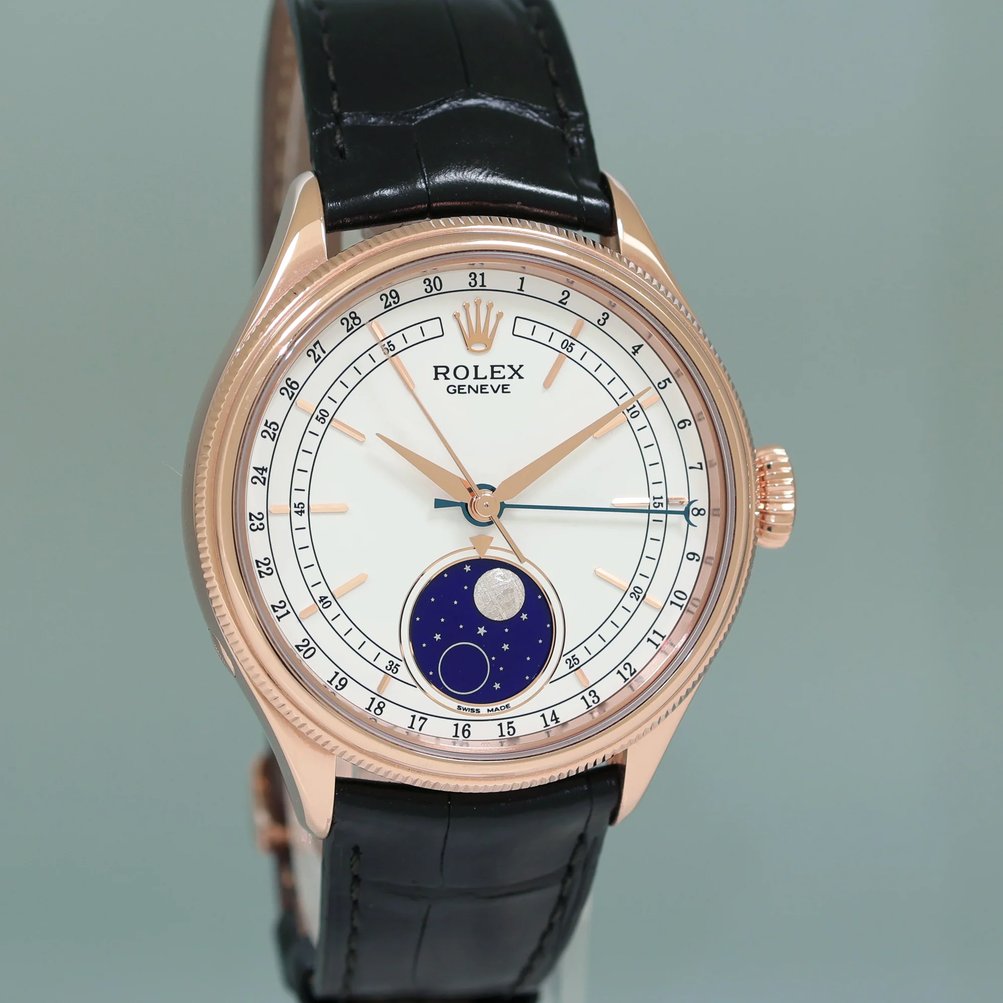 MINT 2020 PAPERS Rolex Cellini Moonphase White Rose Gold 39mm Leather 50535 Watch - Image 3