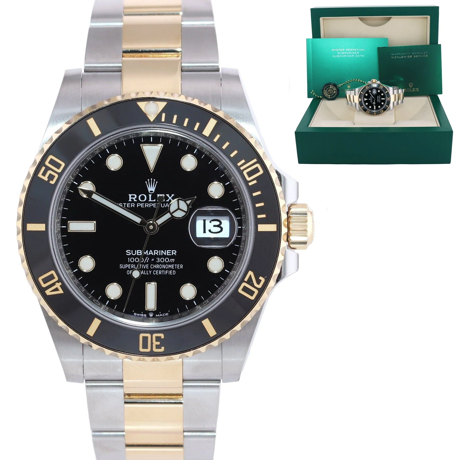 MINT 2024 Rolex Submariner 41mm Ceramic Black 126613LN Two Tone Yellow Gold Watch