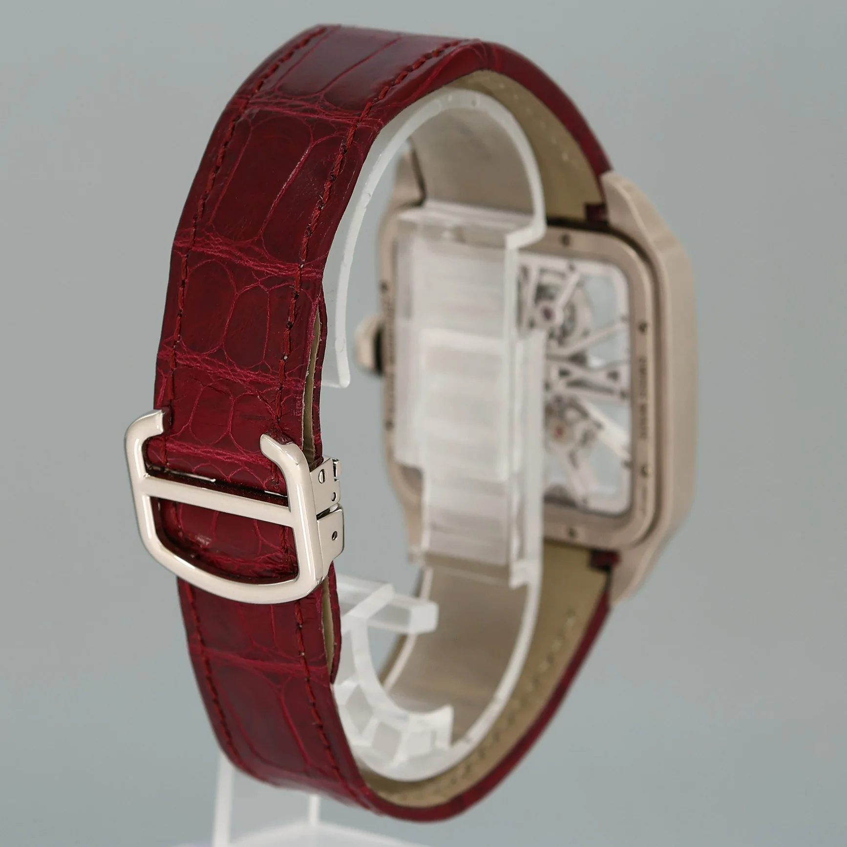 PAPERS MINT Cartier White Gold Leather Dumont Skeleton W2020033 Manual Wind Watch - Image 6