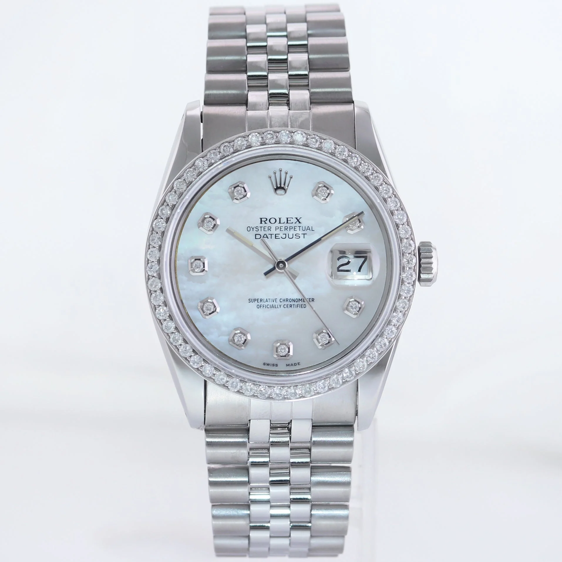MINT DIAMOND Bezel Rolex DateJust 36mm Mother of Pearl 16234 Steel Watch Box - Image 2