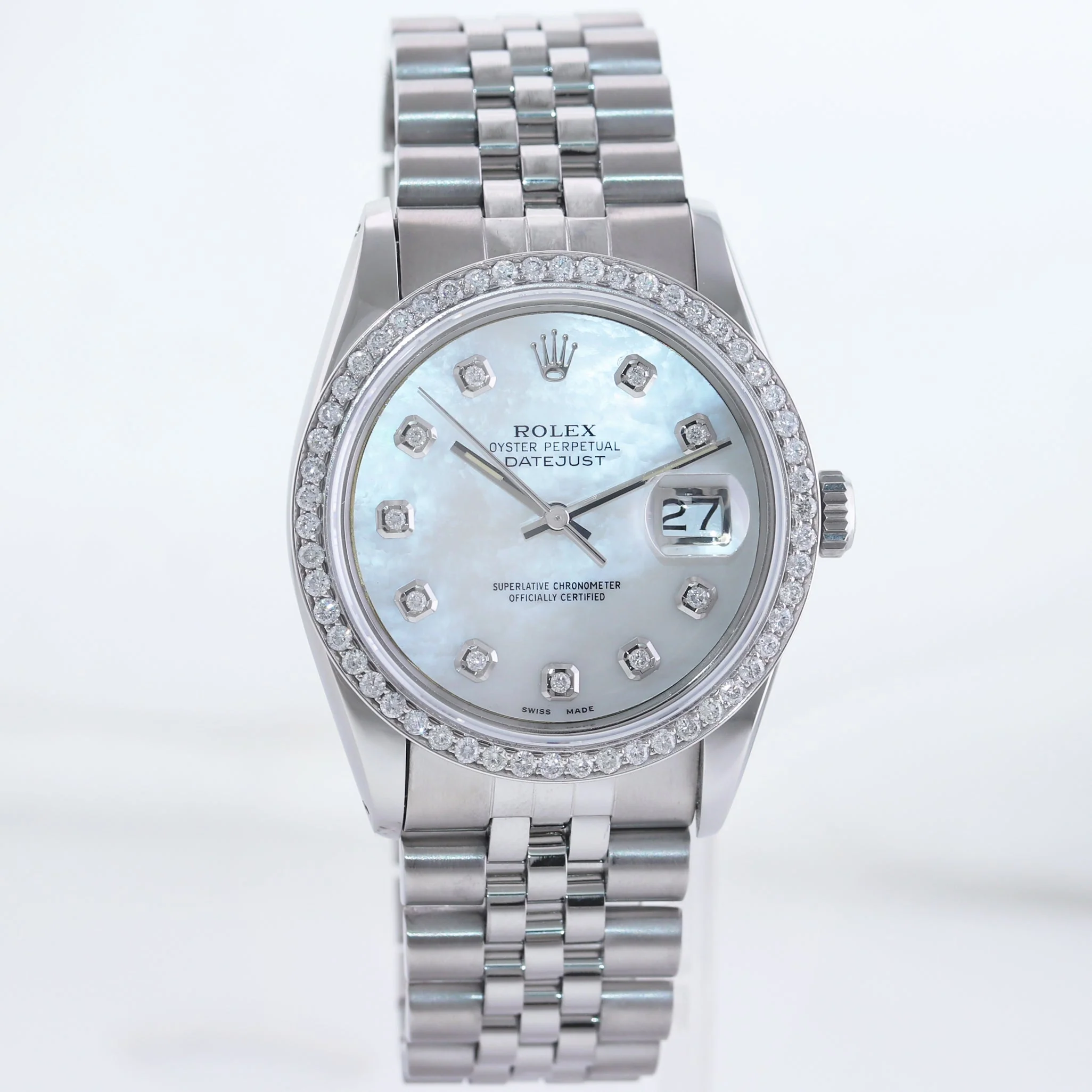 MINT DIAMOND Bezel Rolex DateJust 36mm Mother of Pearl 16234 Steel Watch Box - Image 3